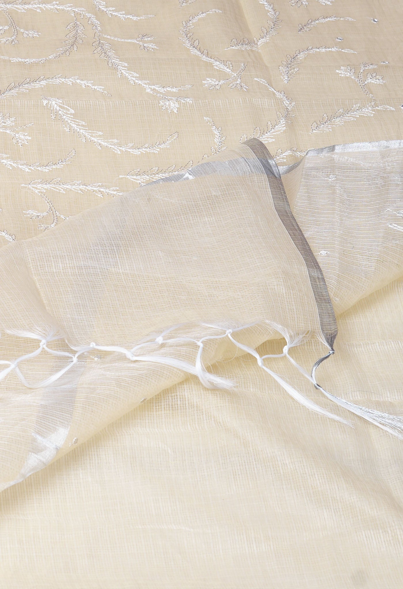 Cream Pure Emboridery Kota Saree-UNM82588
