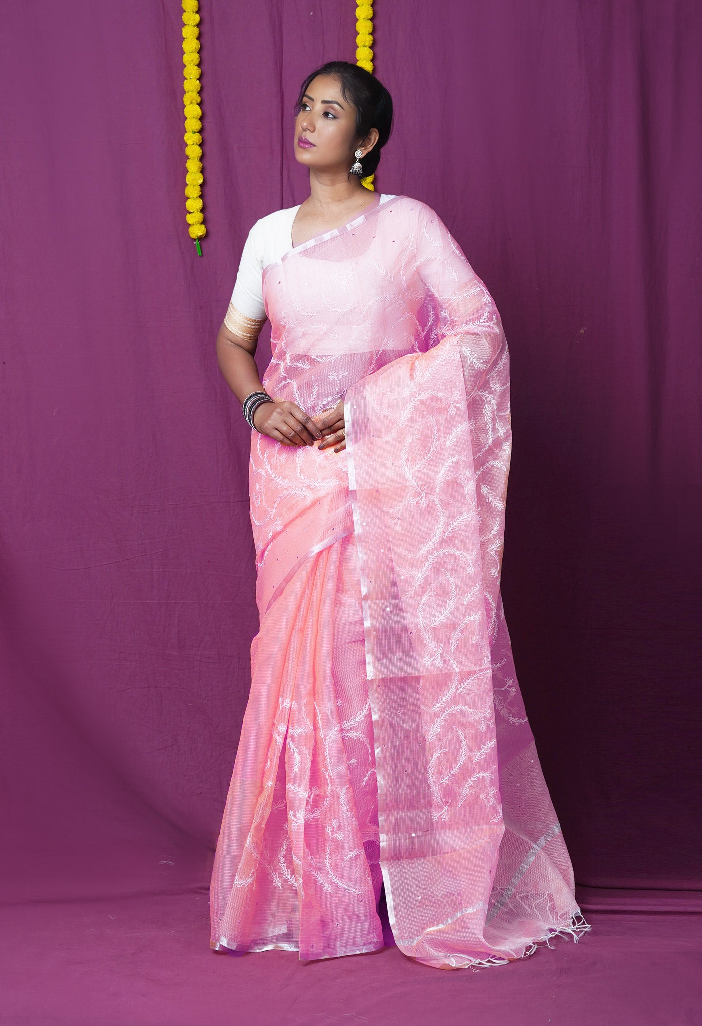 Pink Pure Emboridery Kota Saree-UNM82589