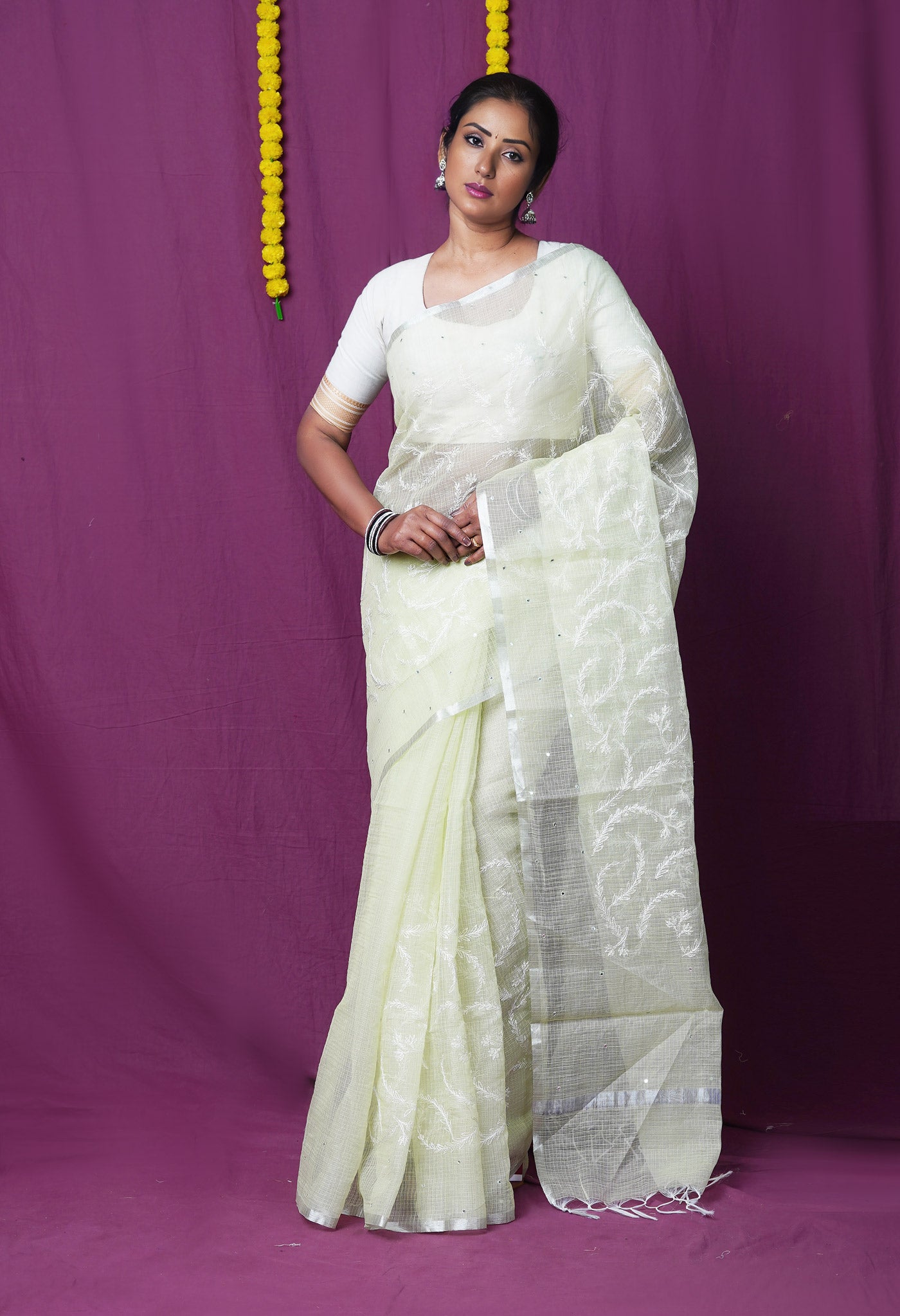 Green Pure Emboridery Kota Saree-UNM82590