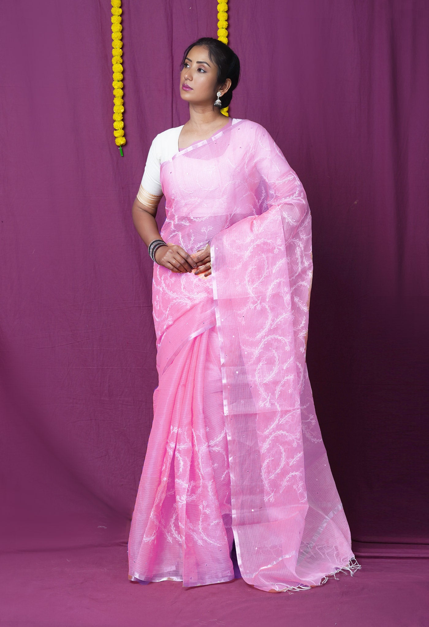 Pink Pure Emboridery Kota Saree-UNM82591