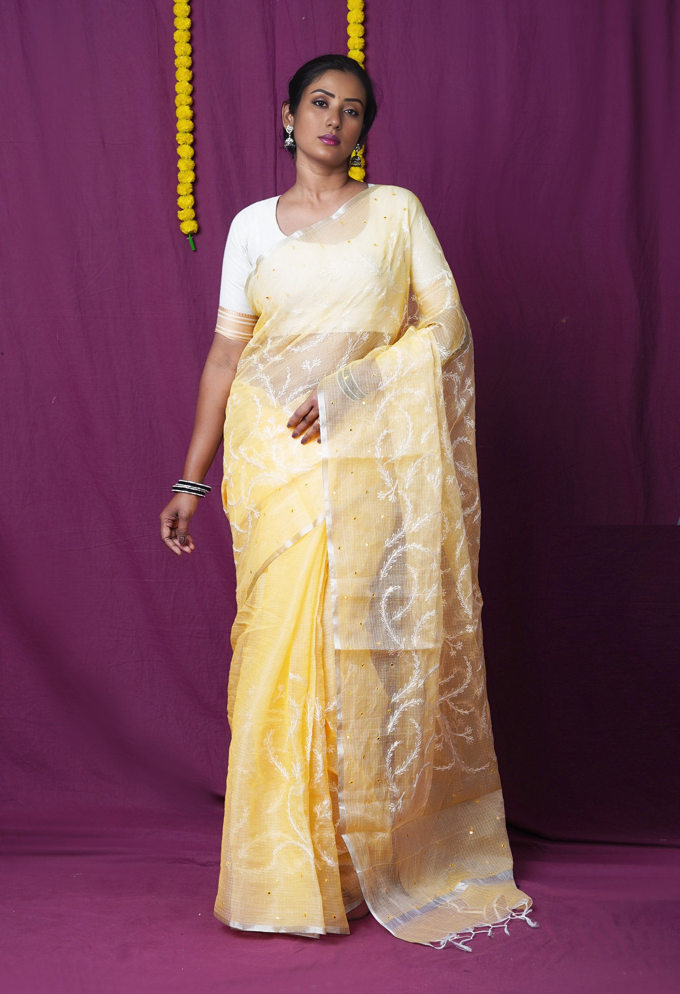 Orange Pure Emboridery Kota Saree-UNM82592
