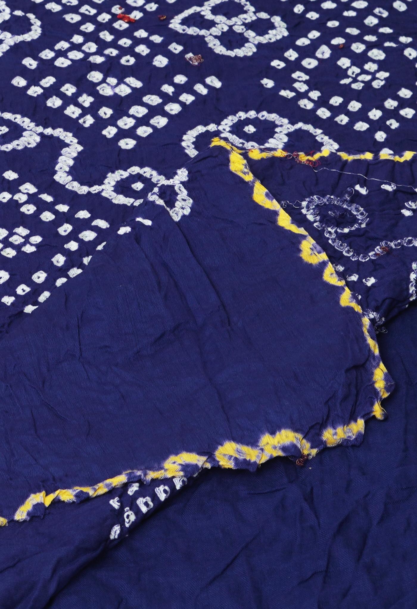 Dark Blue Pure Bandhani Mulmul Cotton Saree-UNM82594