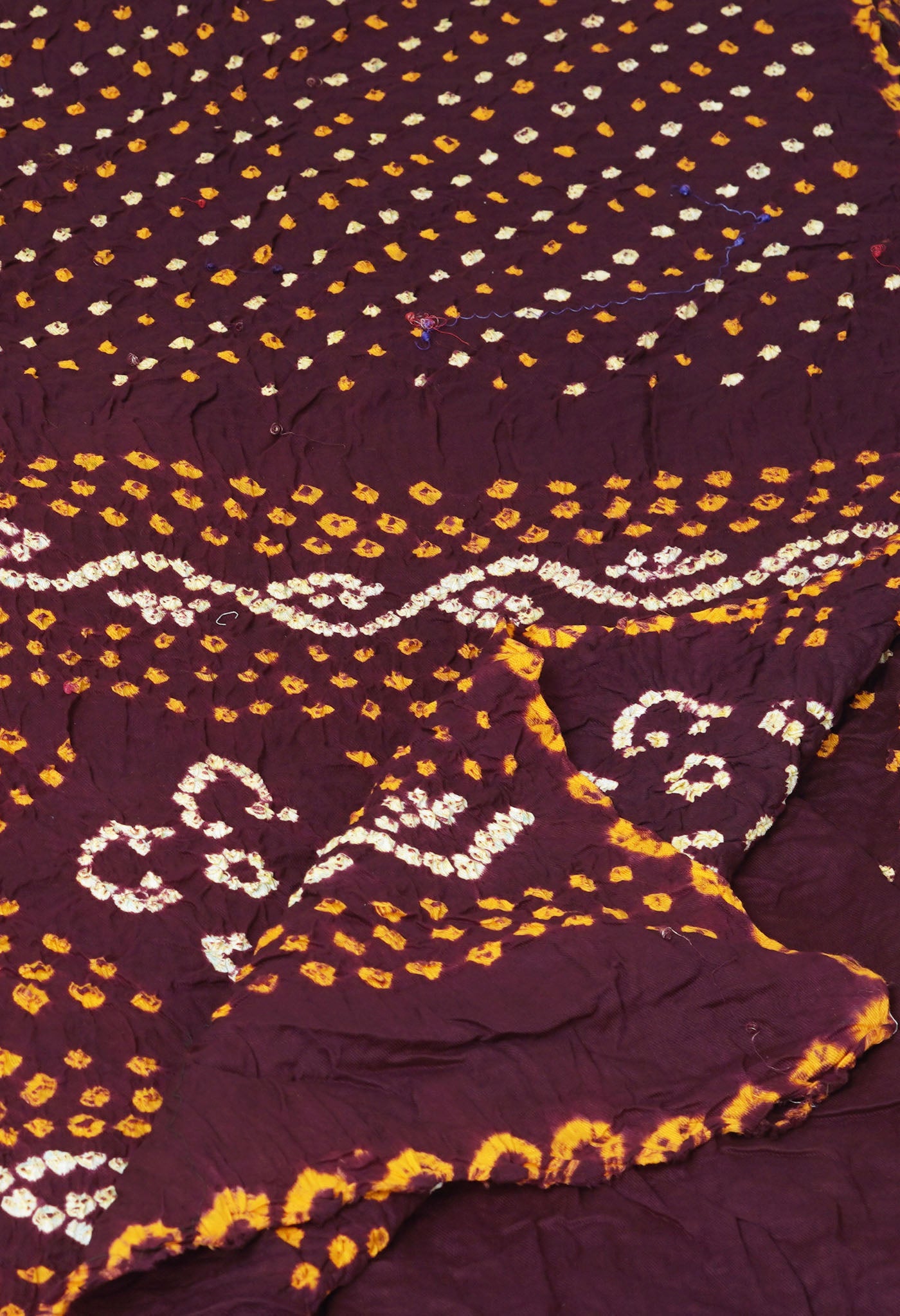 Dark Brown Pure Bandhani Mulmul Cotton Saree-UNM82595