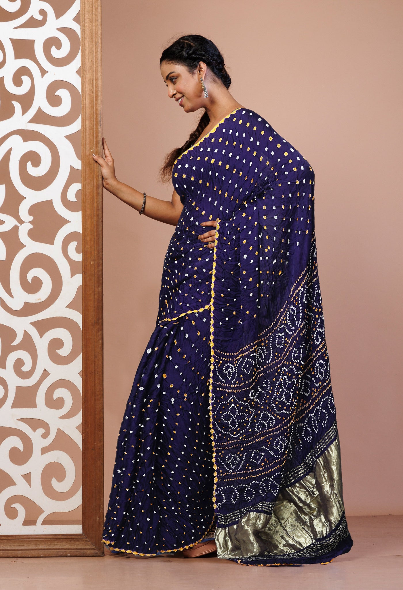 Dark Violet Pure Bandhani Gaji Soft Silk Saree-UNM82602