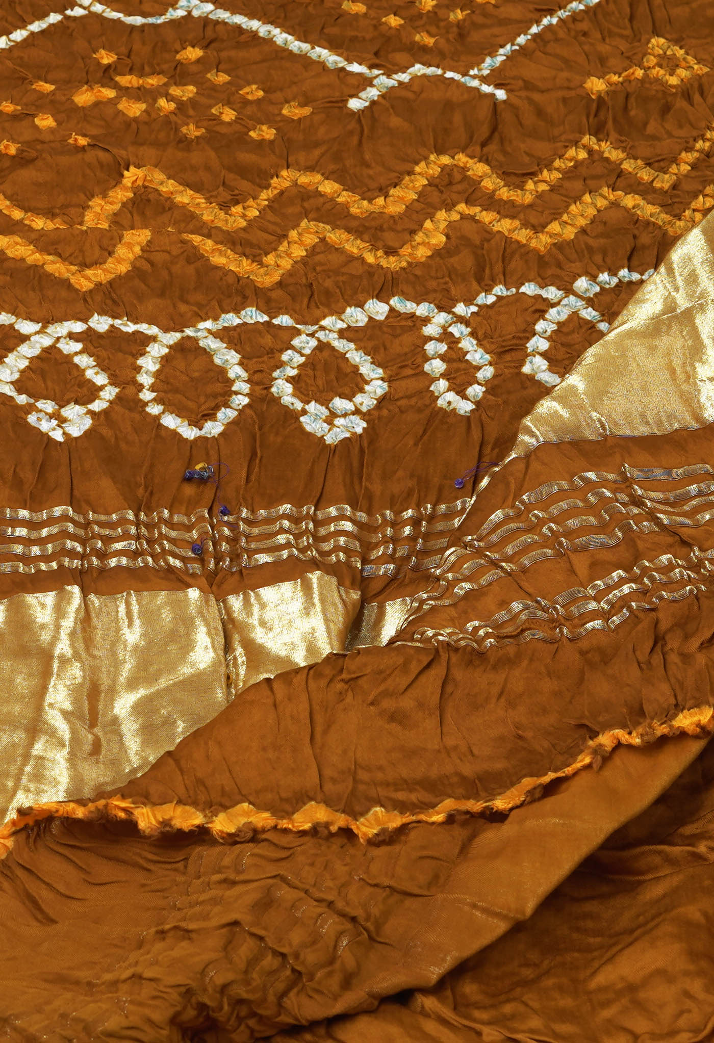 Mustard Yellow Pure Bandhani Gaji Soft Silk Saree-UNM82603