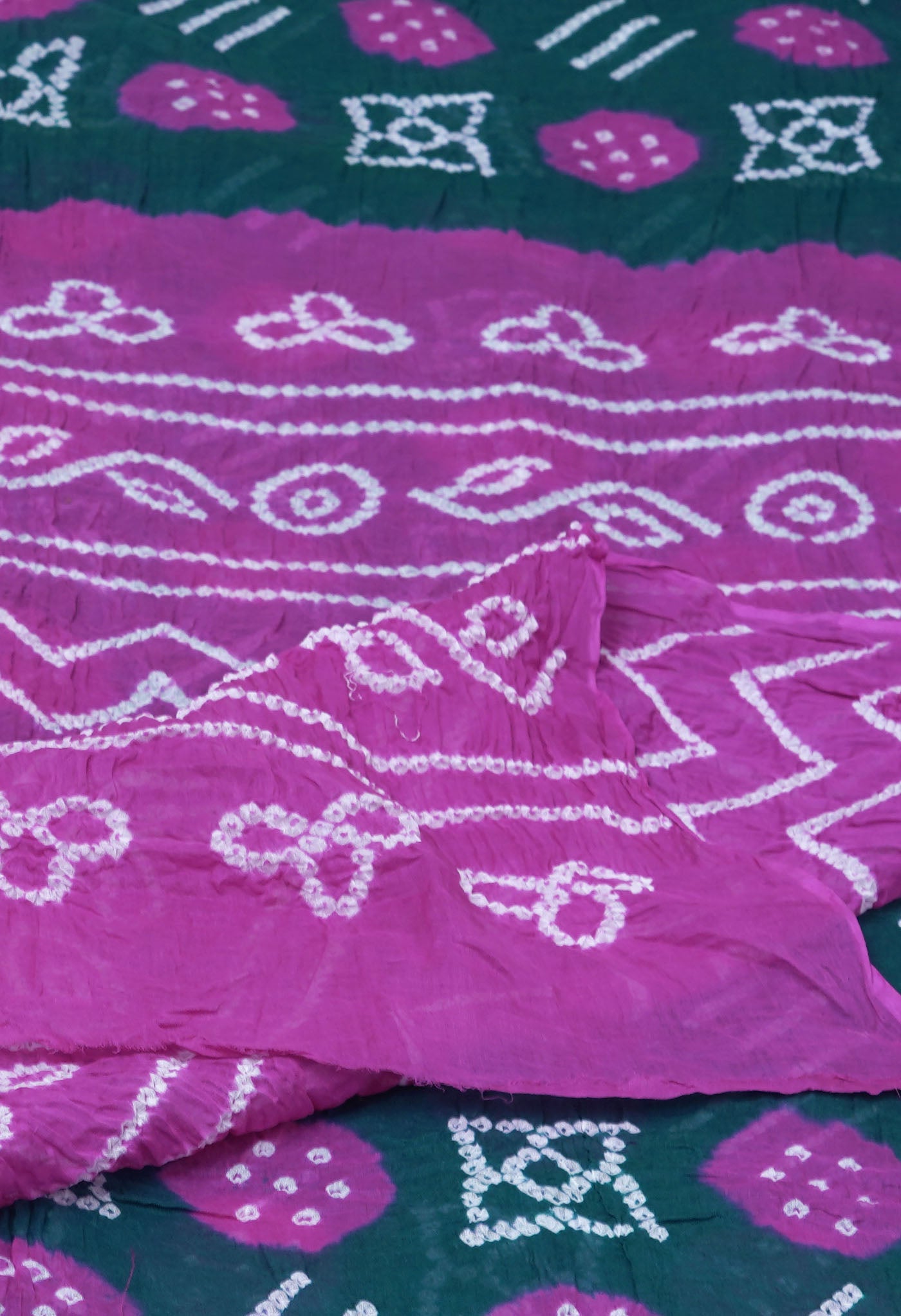 Peacock Green Pure Bandhani Mulmul Cotton Saree-UNM82619