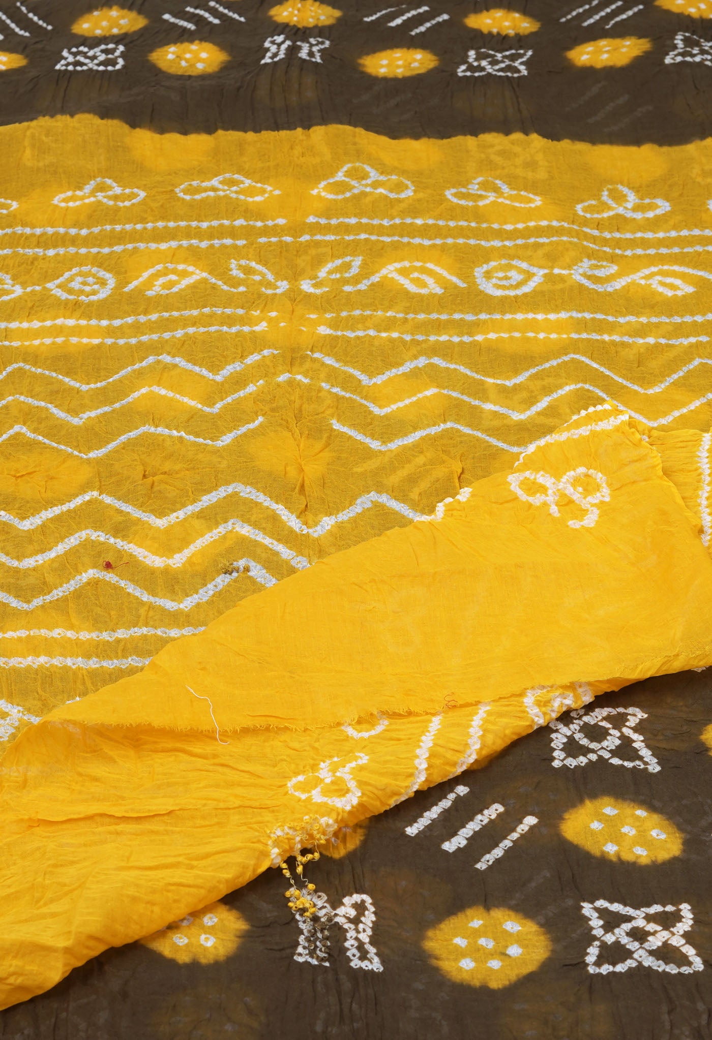 Brown Pure Bandhani Mulmul Cotton Saree-UNM82623