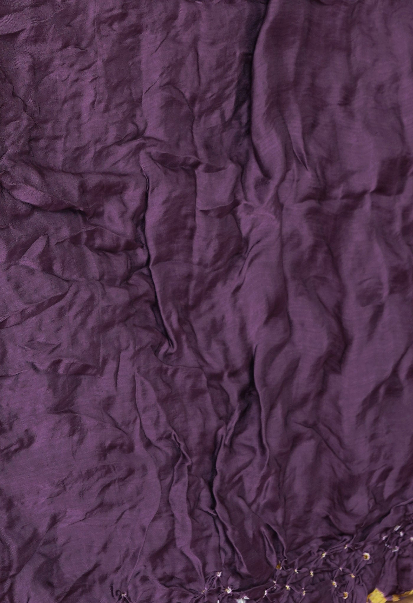 Plum Purple Pure Bandhani Gaji Soft Silk Saree-UNM82626