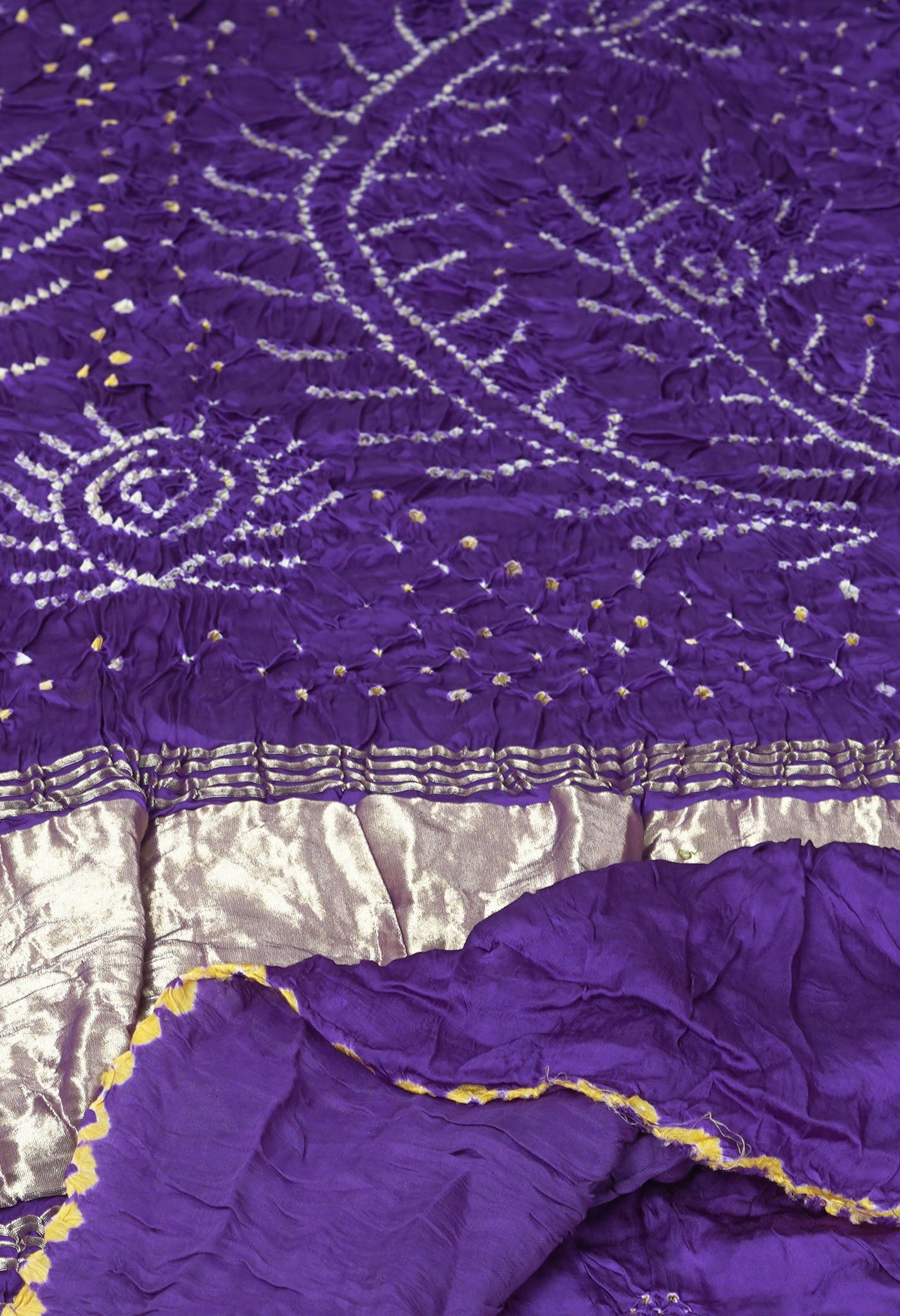 Lavender Purple Pure Bandhani Gaji Soft Silk Saree-UNM82628