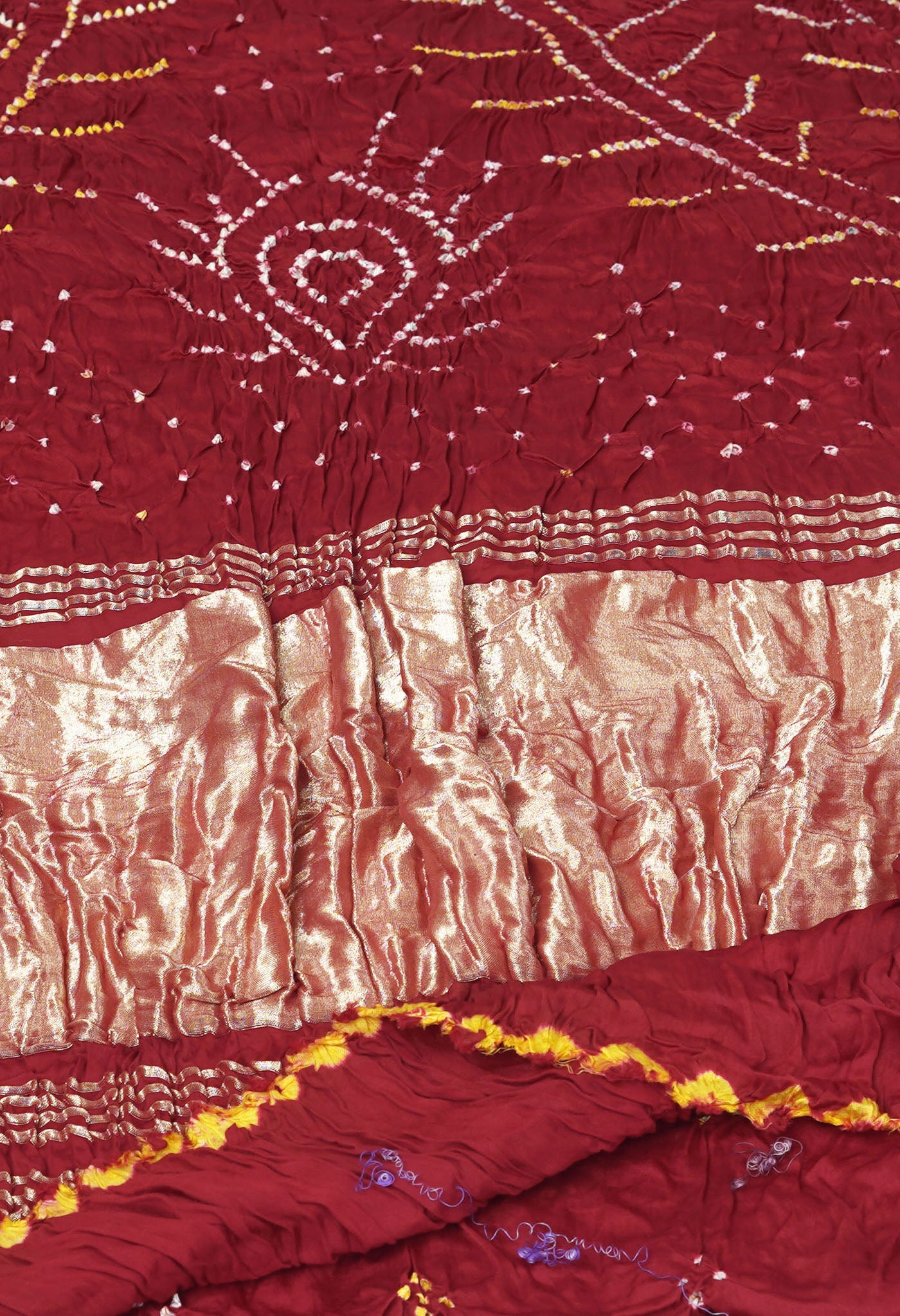 Maroon Pure Bandhani Gaji Soft Silk Saree-UNM82631