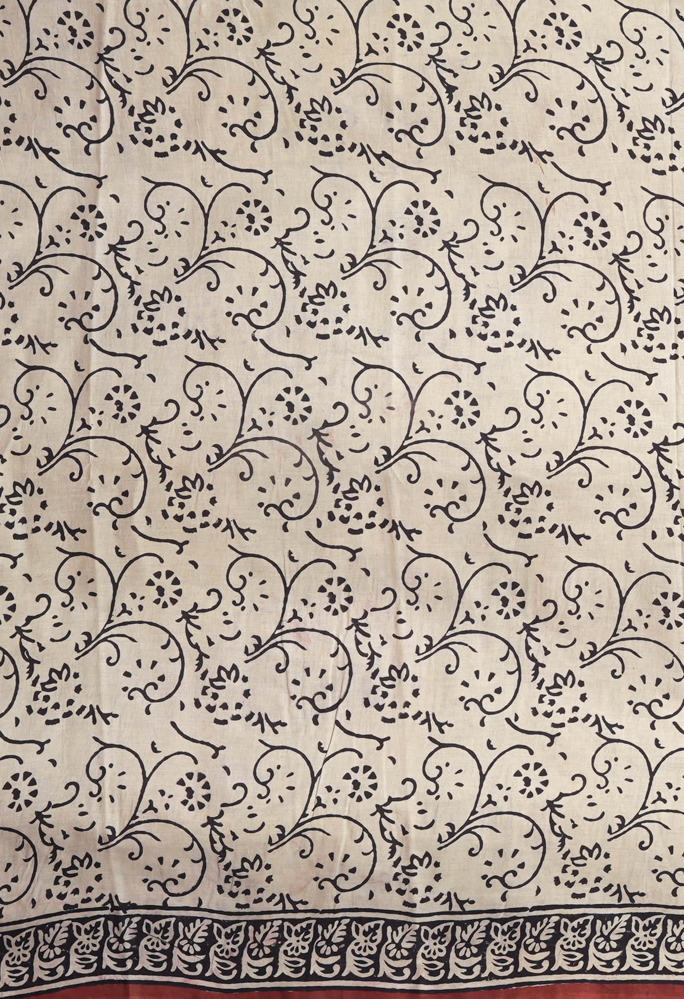 Cream Pure Bagru Kalamkari Printed Chanderi Sico Saree-UNM82666