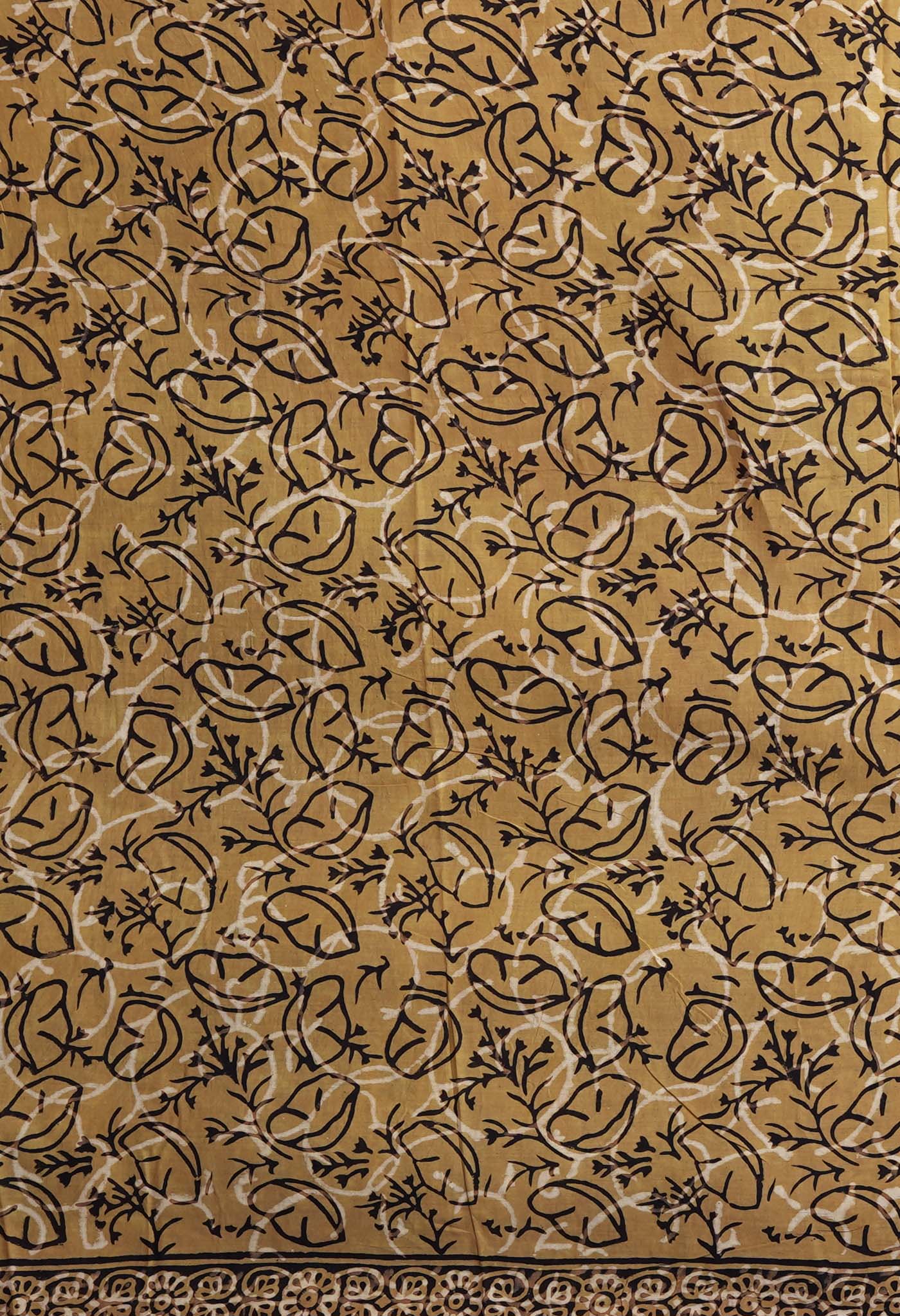 Brown Pure Bagru Block Printed Soft Cotton Saree-UNM82677