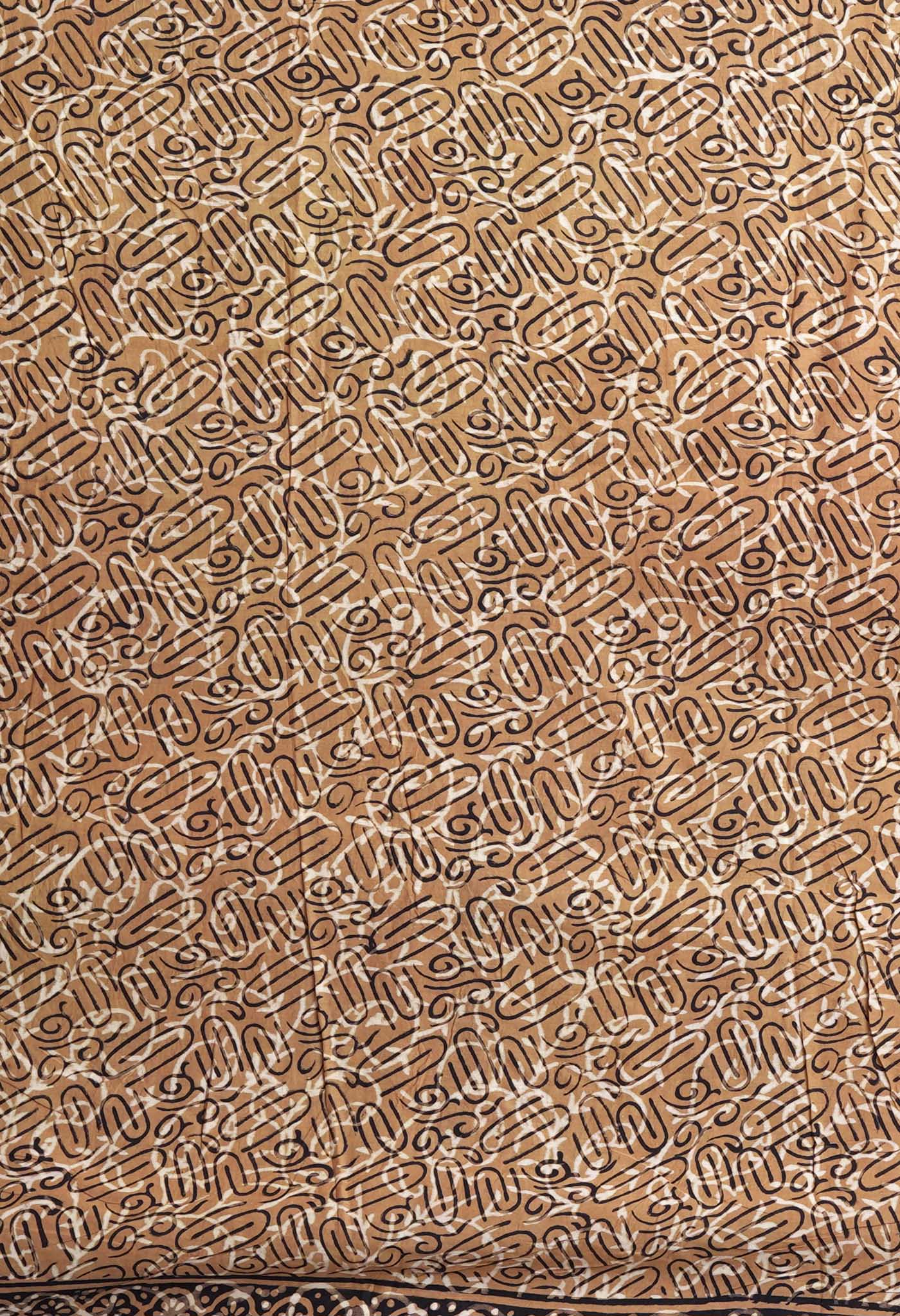 Brown Pure Bagru Block Printed Chanderi Sico Saree-UNM82691