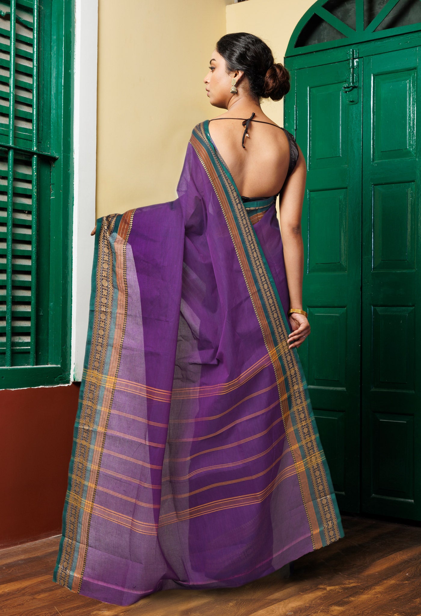 Purple Pure Pure Pavani Handcrafted Kanchi Cotton Saree-UNM82715