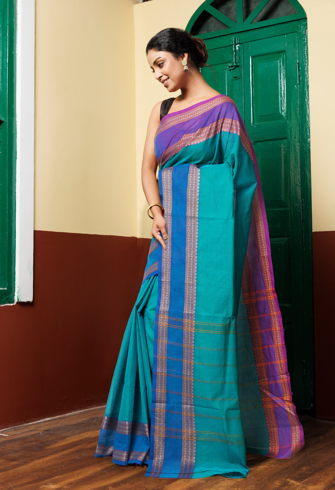 Blue Pure Pavani Handcrafted Kanchi Cotton Saree-UNM82716