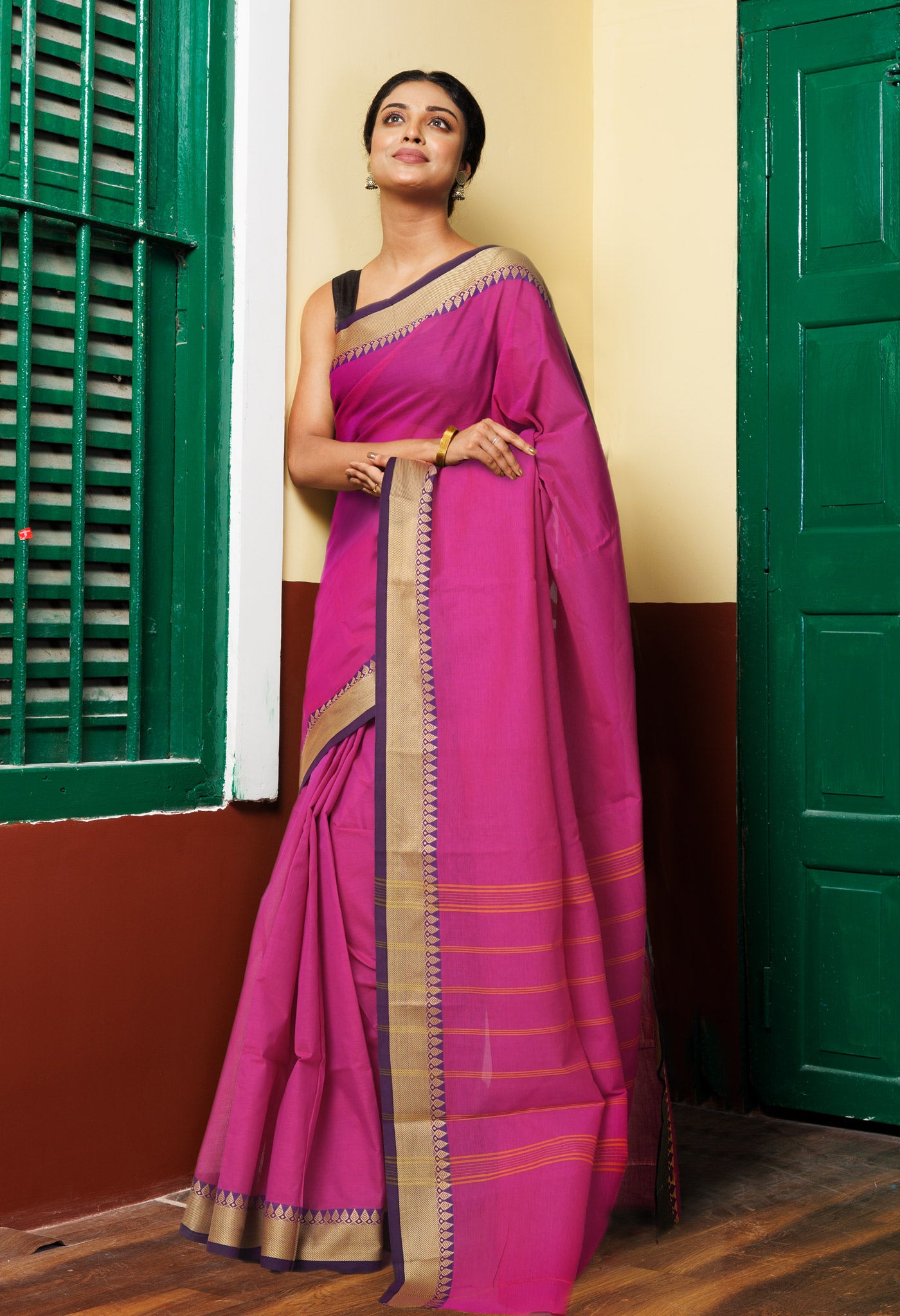 Pink Pure Pavani Handcrafted Kanchi Cotton Saree-UNM82719