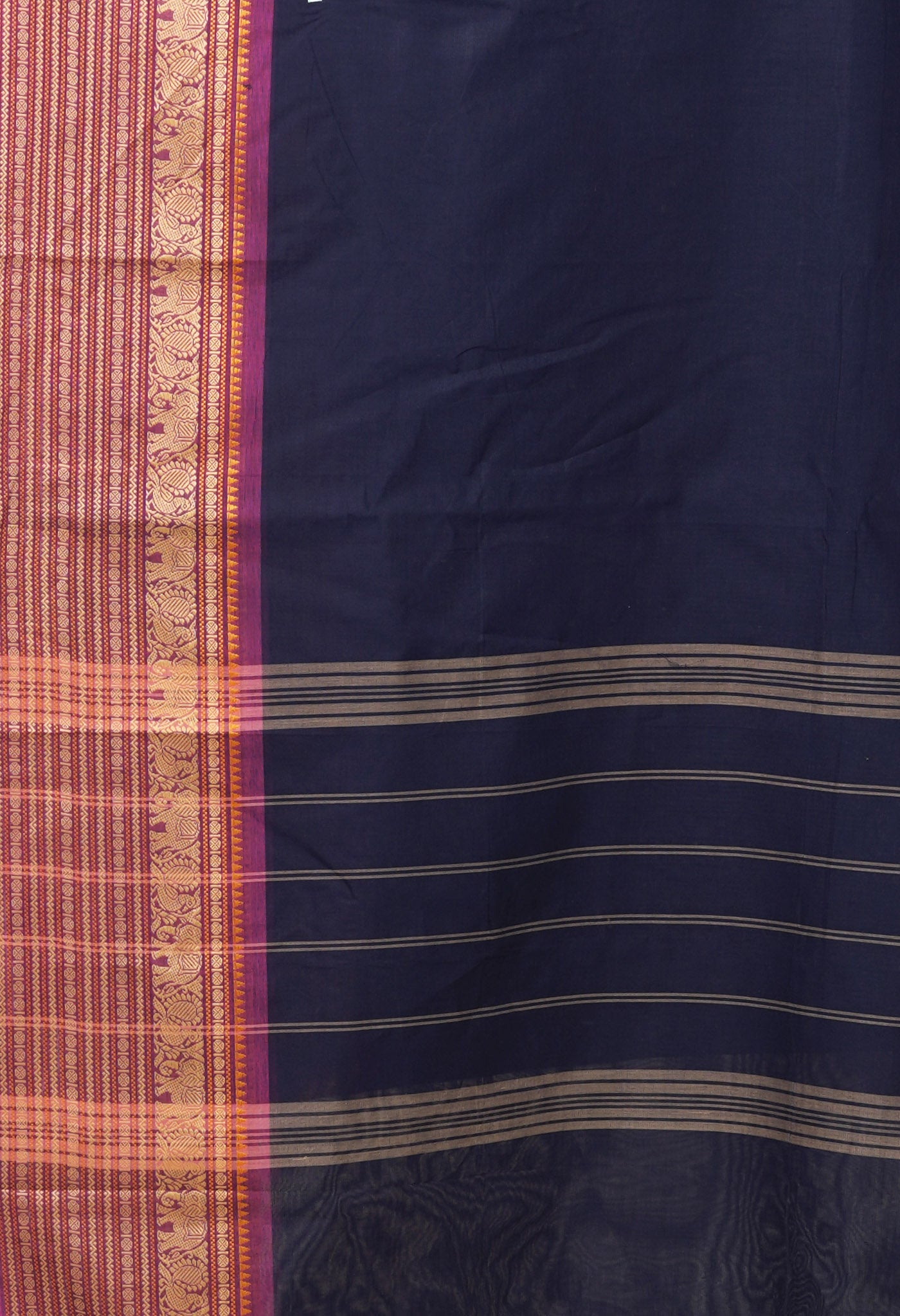 Navy Blue Pure Pavani Handcrafted Kanchi Cotton Saree-UNM82728