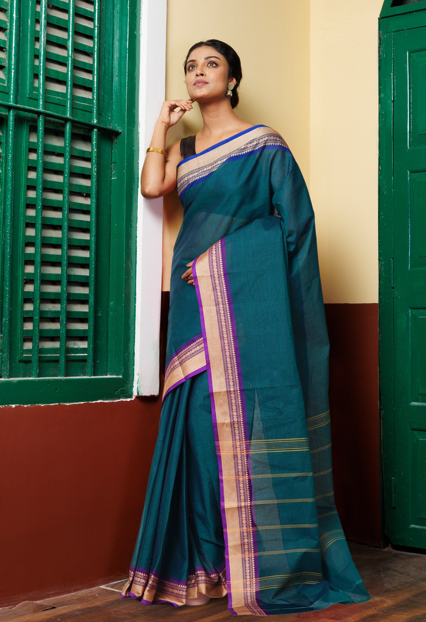 Green Pure Pure Pavani Handcrafted Kanchi Cotton Saree-UNM82729