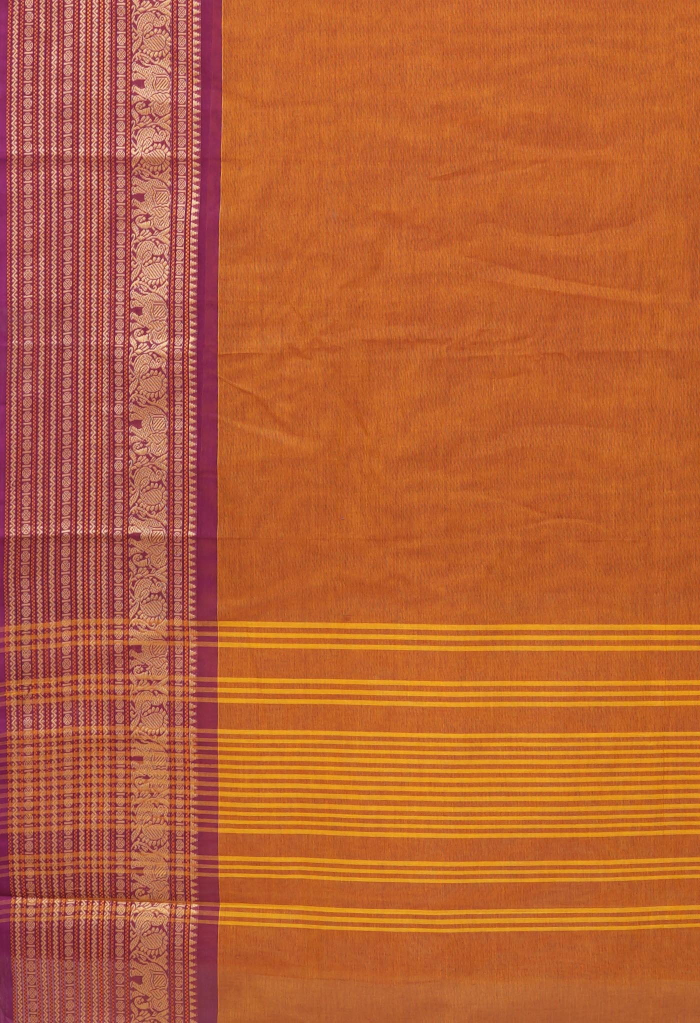 Mustard Yellow Pure Pavani Handcrafted Kanchi Cotton Saree-UNM82731