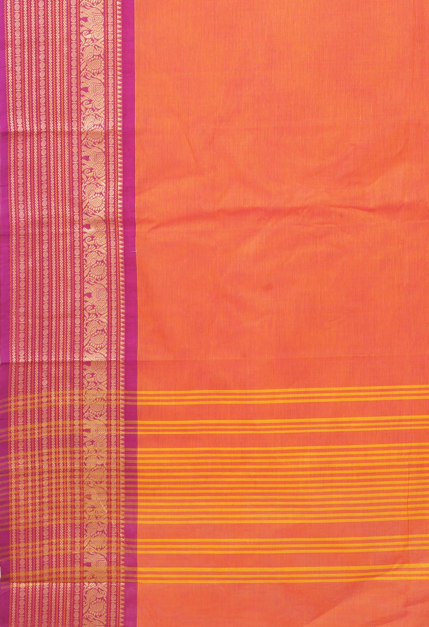 Orange Pure Pavani Handcrafted Kanchi Cotton Saree-UNM82735