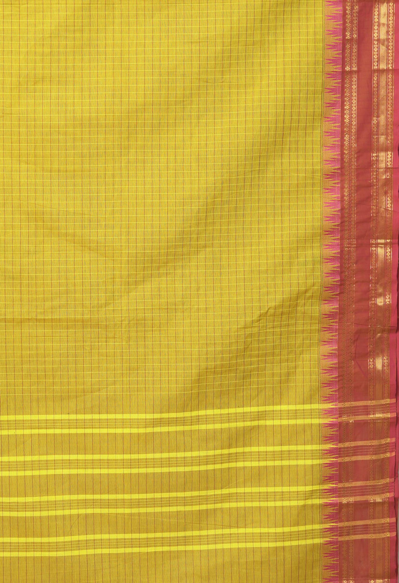 Lime Green Pure Pavani Handcrafted Kanchi Cotton Saree-UNM82737
