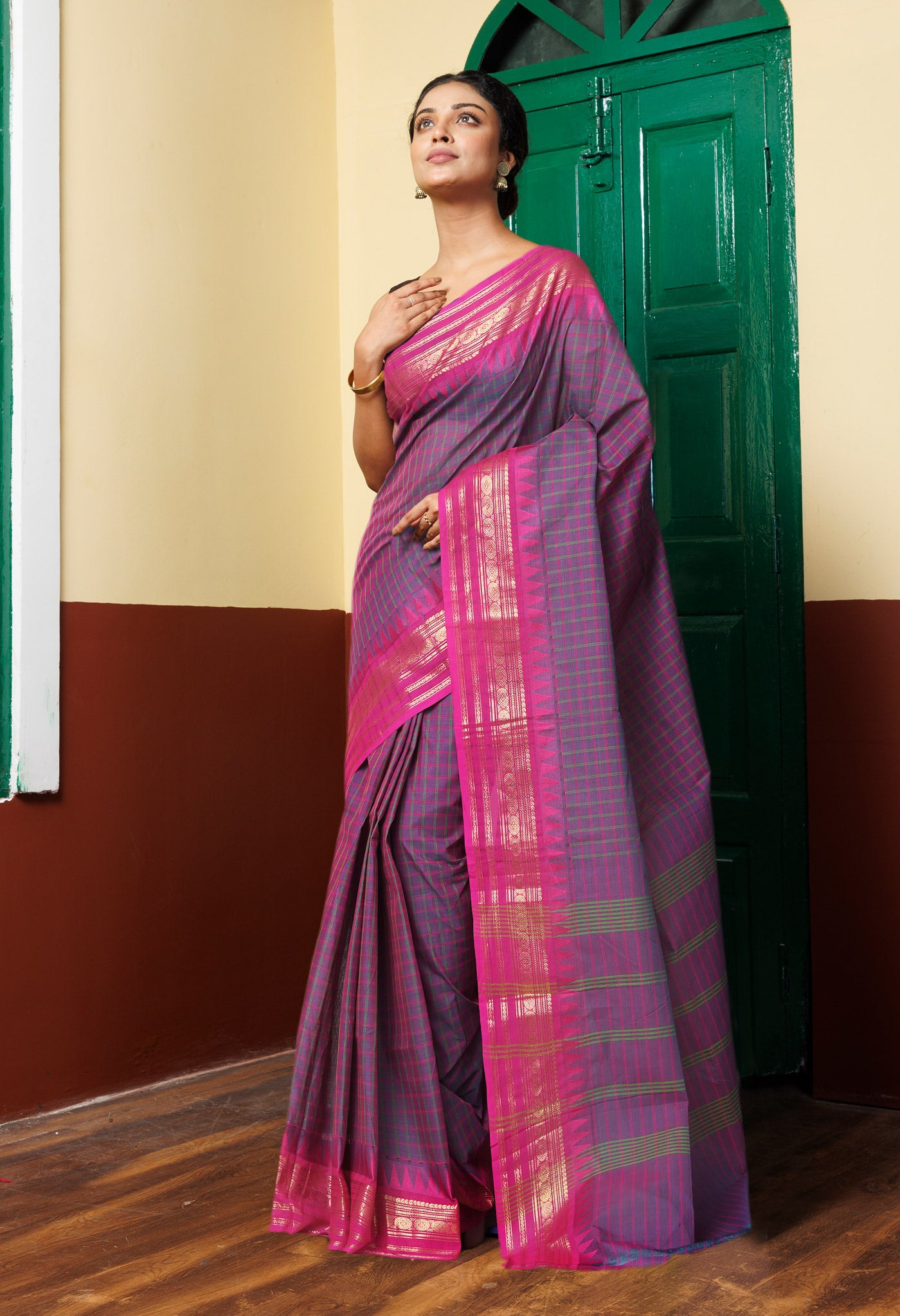 Green Pure Pavani Handcrafted Kanchi Cotton Saree-UNM82738