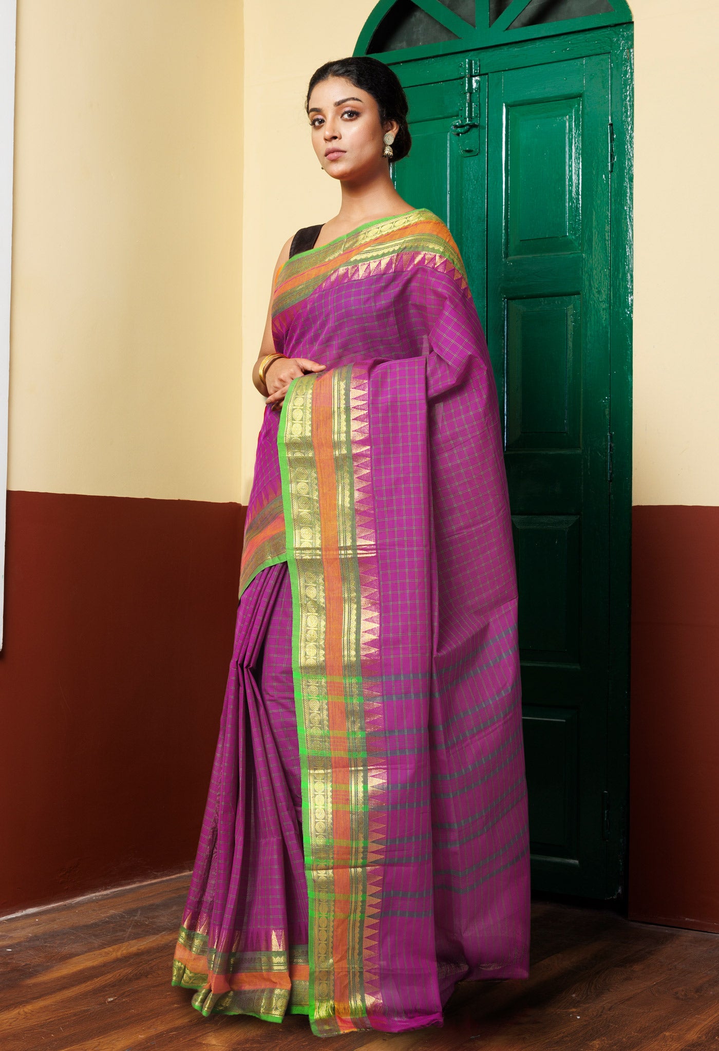 Purple Pure Pavani Handcrafted Kanchi Cotton Saree-UNM82740