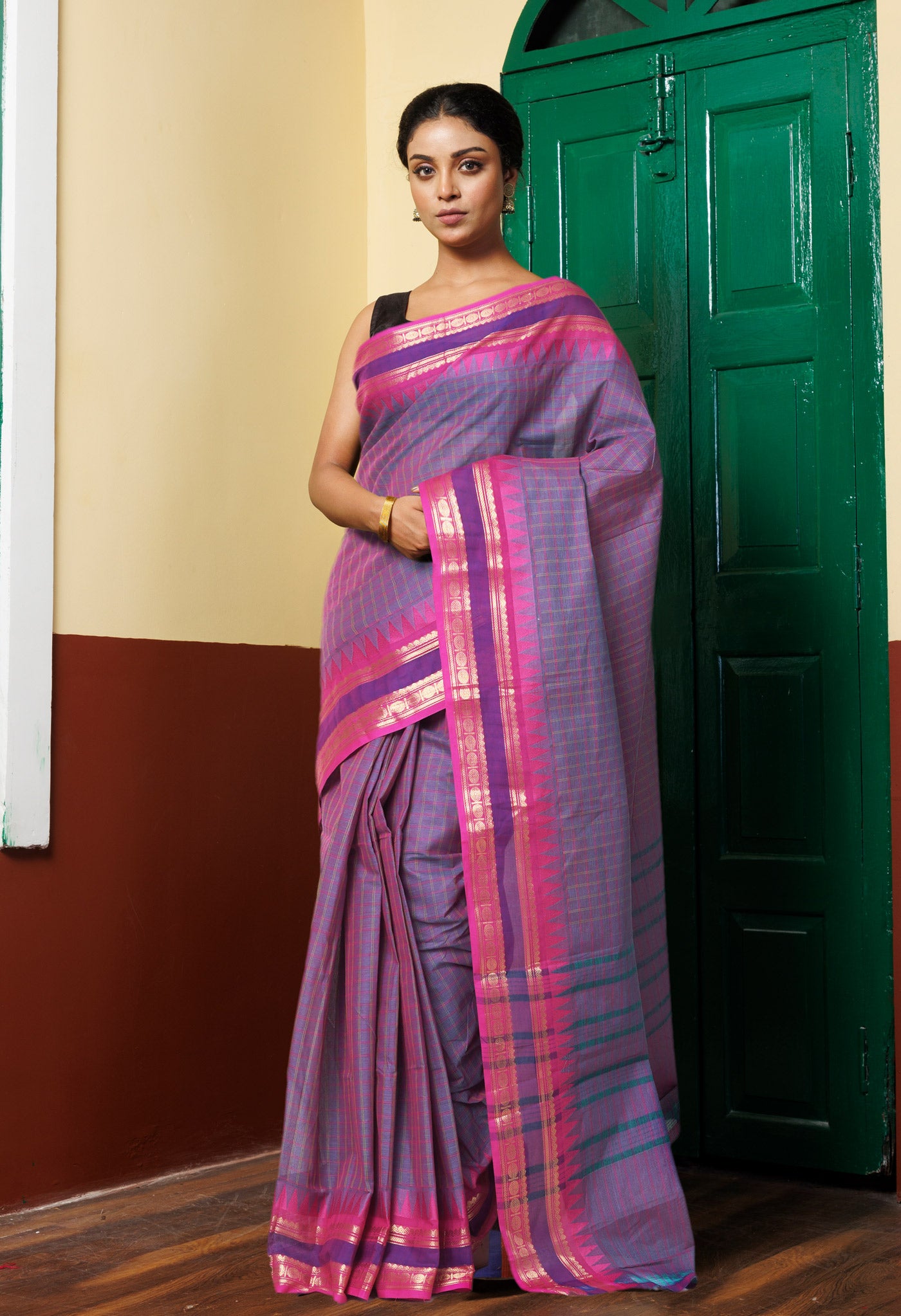 Green Pure Pavani Handcrafted Kanchi Cotton Saree-UNM82742