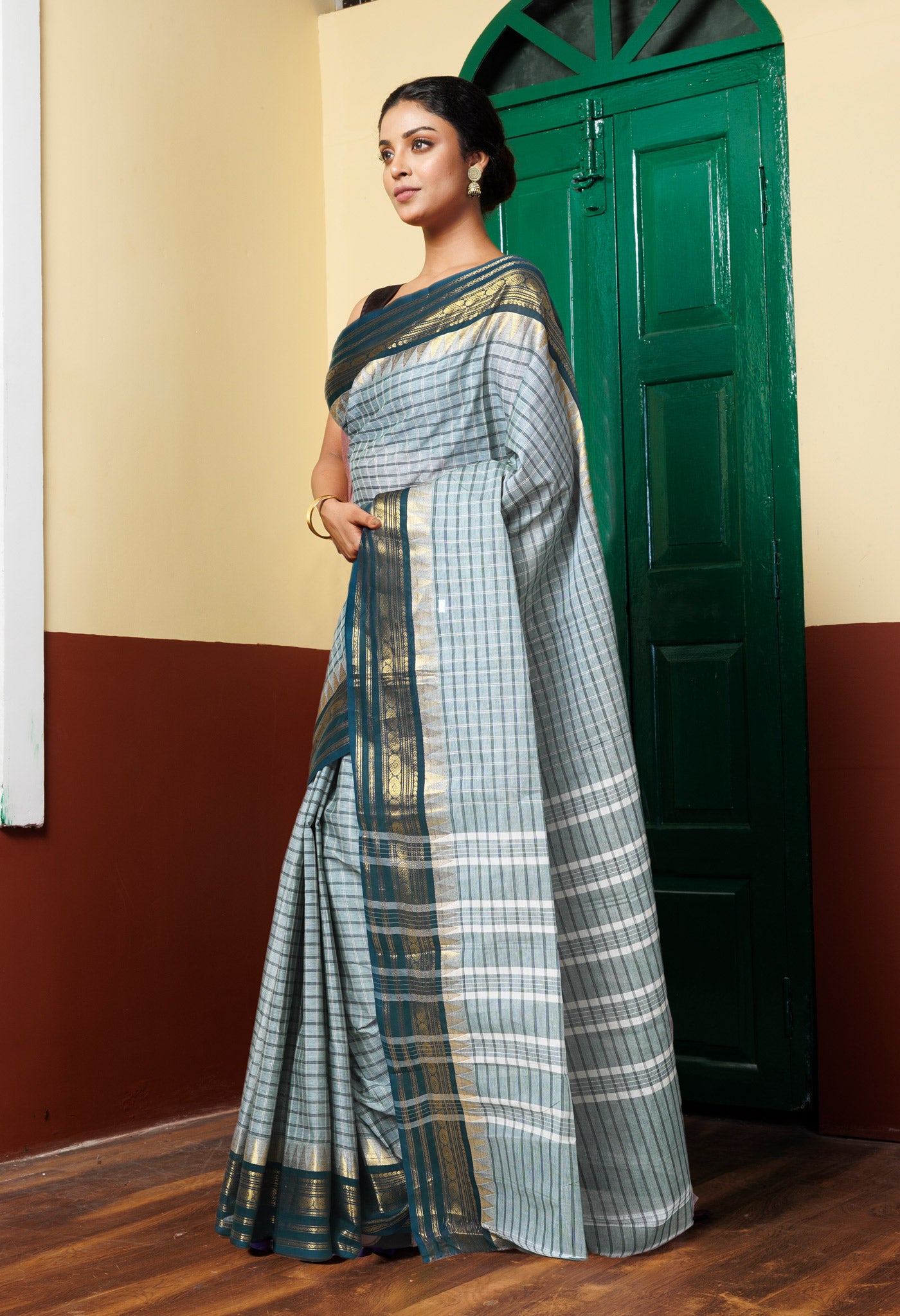 Pale Green Pure Pavani Handcrafted Kanchi Cotton Saree-UNM82745