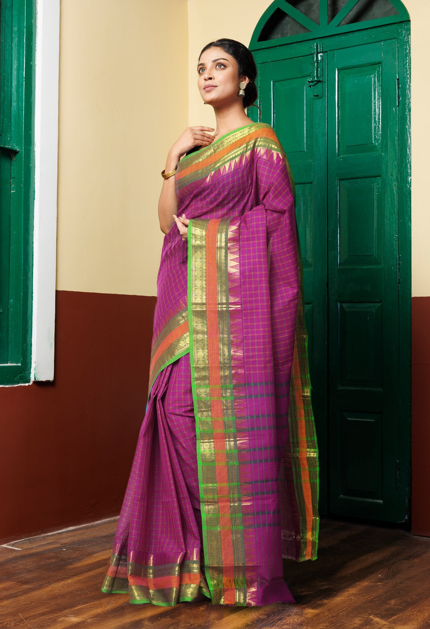Purple Pure Pure Pavani Handcrafted Kanchi Cotton Saree-UNM82748