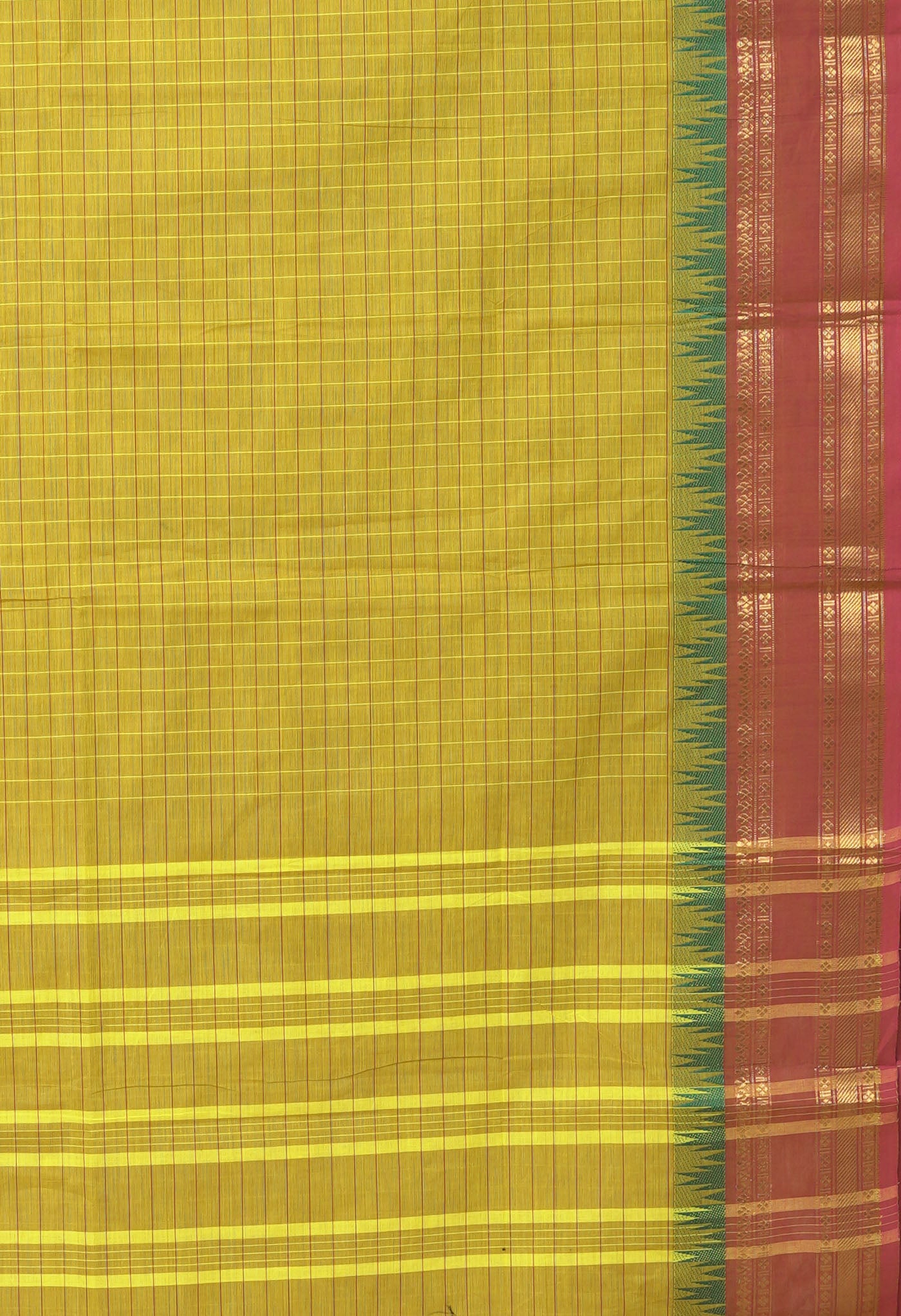 Lime Green Pure Pure Pavani Handcrafted Kanchi Cotton Saree-UNM82750