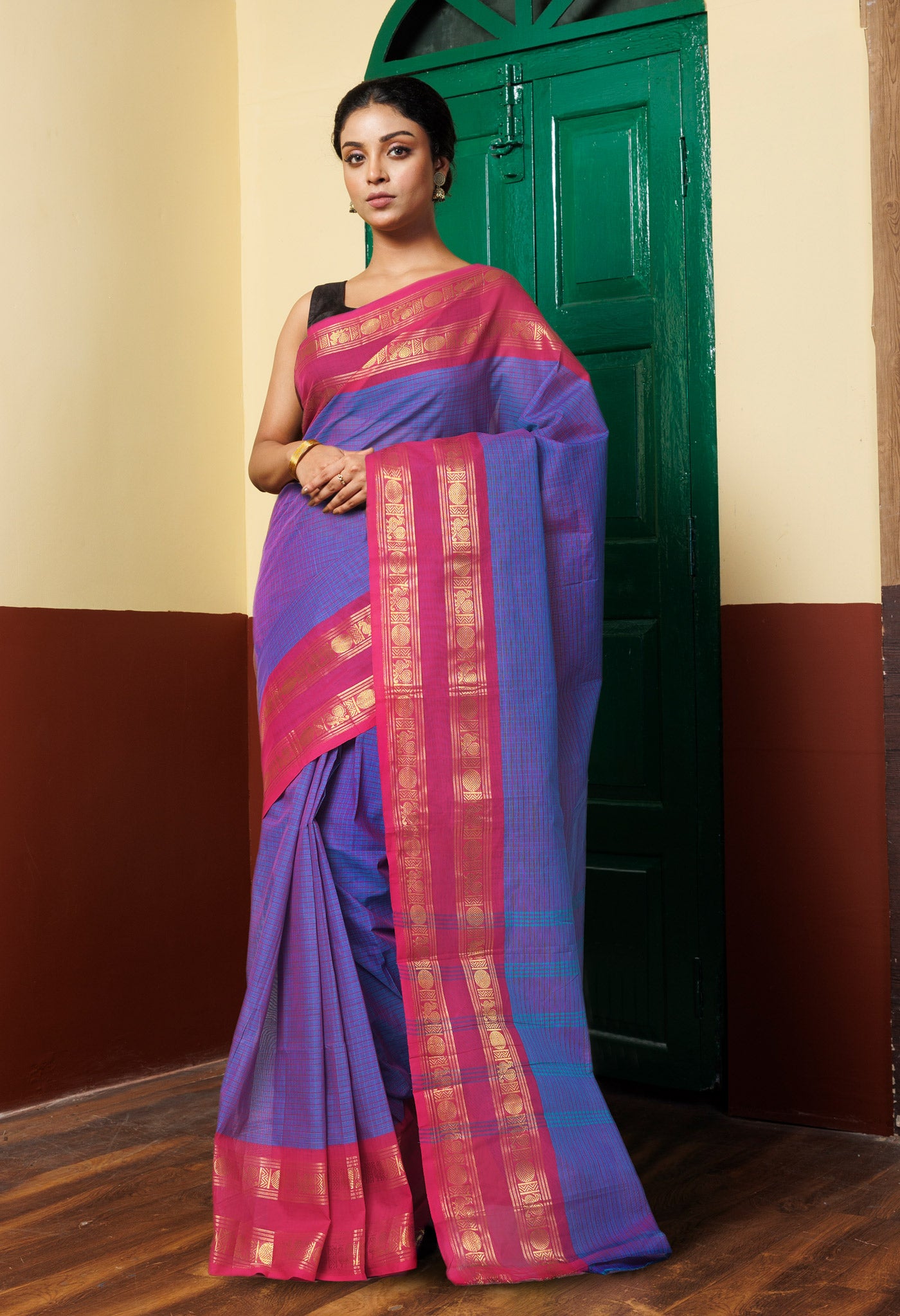 Blue Pure Pavani Handcrafted Kanchi Cotton Saree-UNM82752