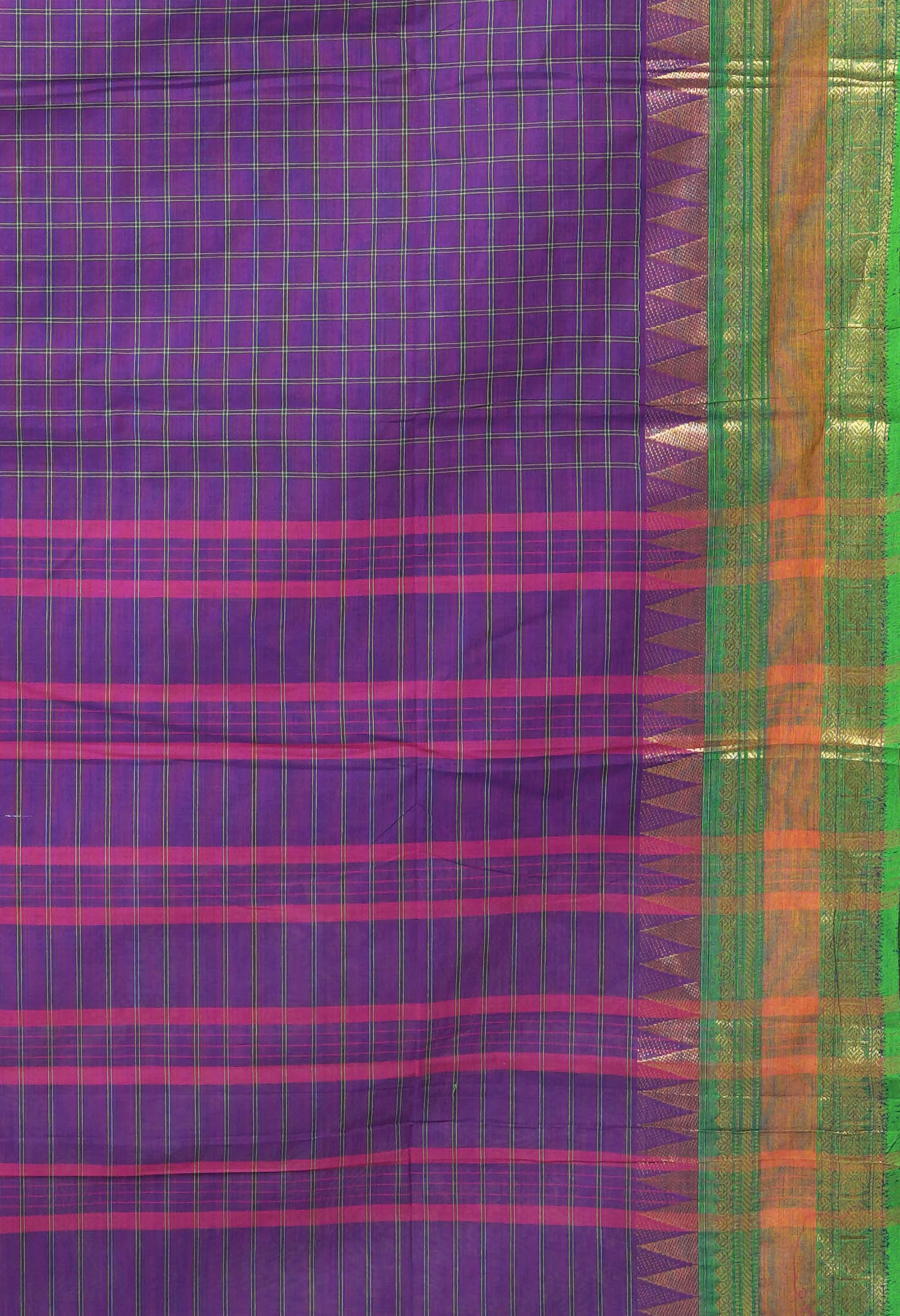 Violet Pure Pavani Handcrafted Kanchi Cotton Saree-UNM82754