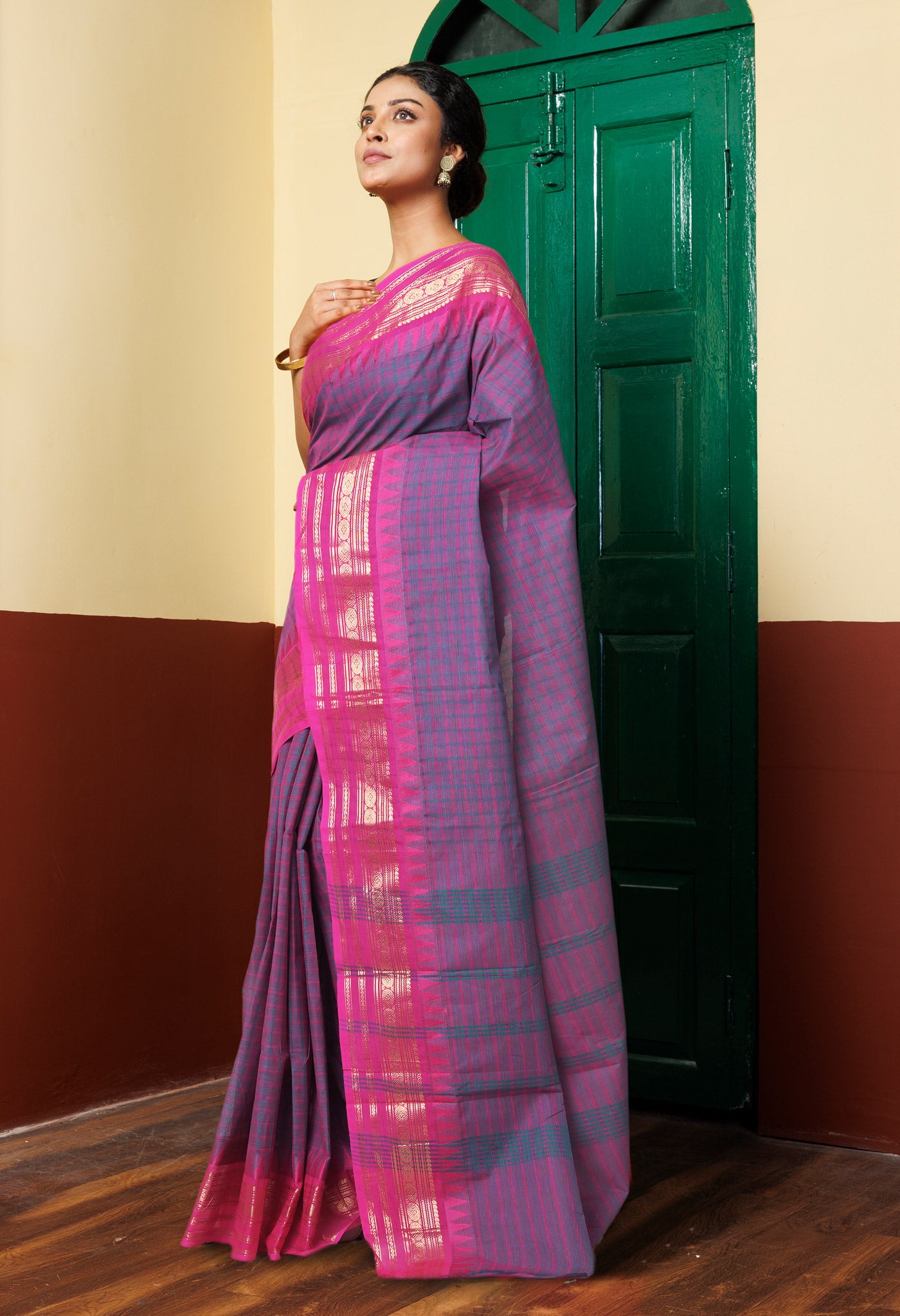 Green Pure Pavani Handcrafted Kanchi Cotton Saree-UNM82756