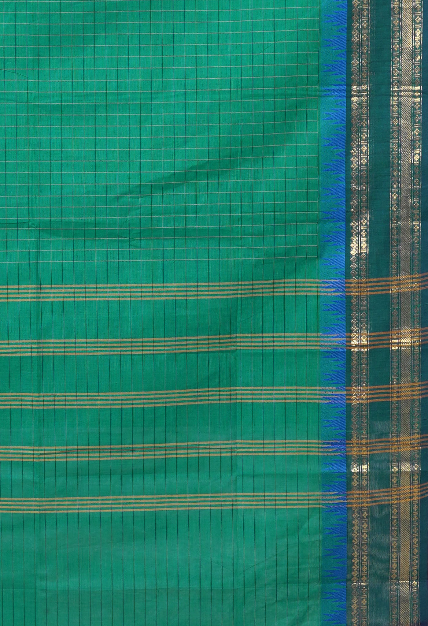 Green Pure Pure Pavani Handcrafted Kanchi Cotton Saree-UNM82757