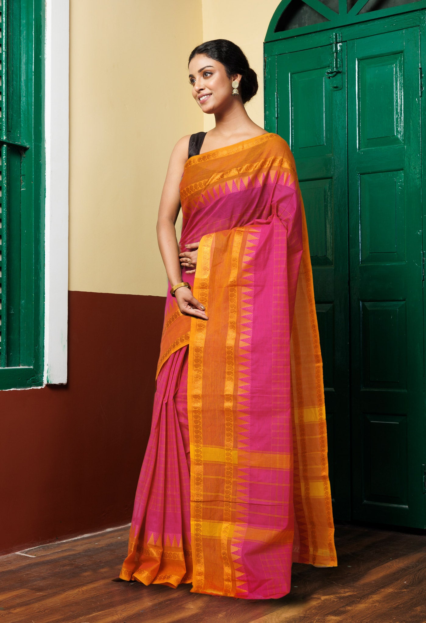 Red Pure Pavani Handcrafted Kanchi Cotton Saree-UNM82759