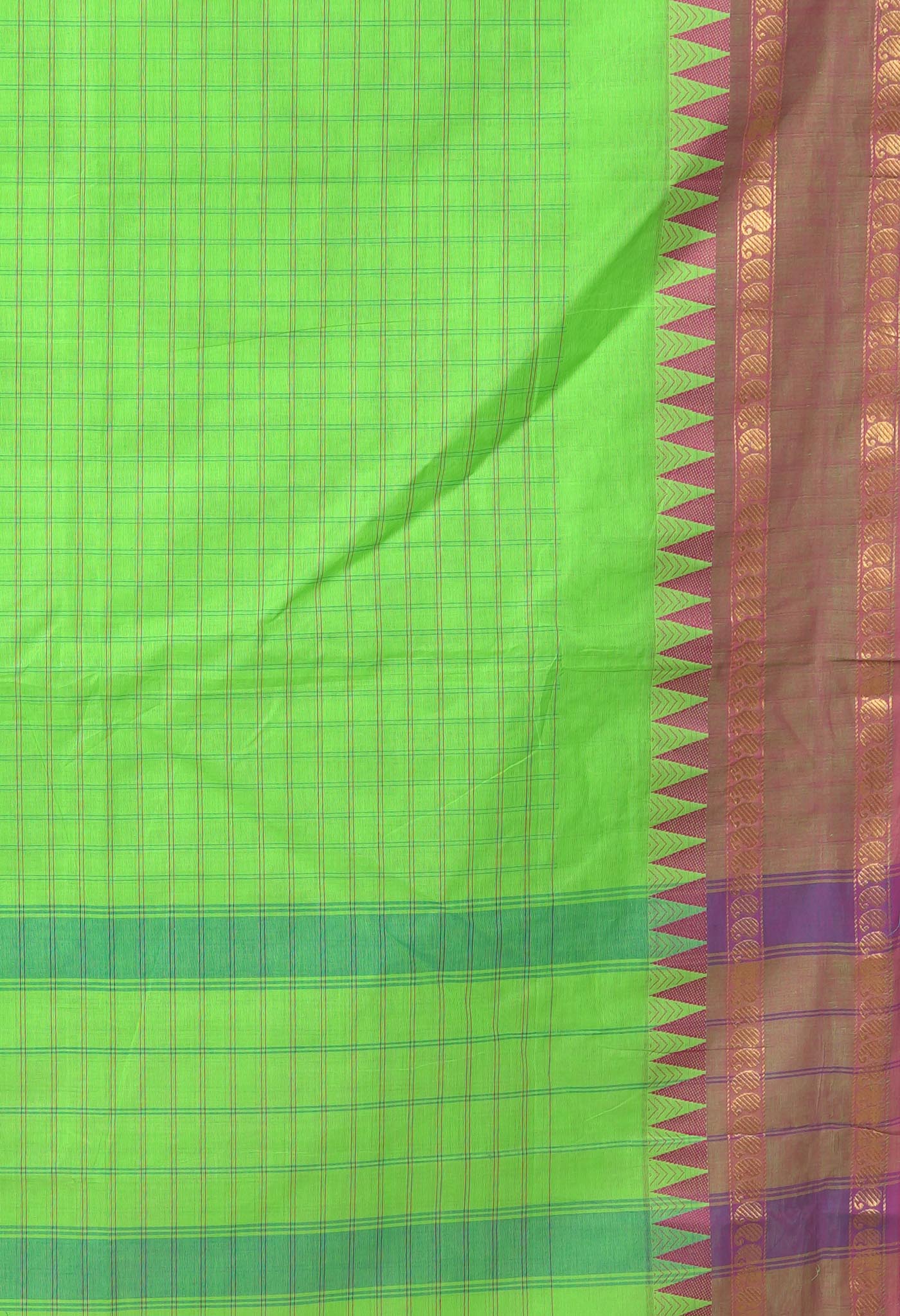 Parrot Green Pure Pavani Handcrafted Kanchi Cotton Saree-UNM82764