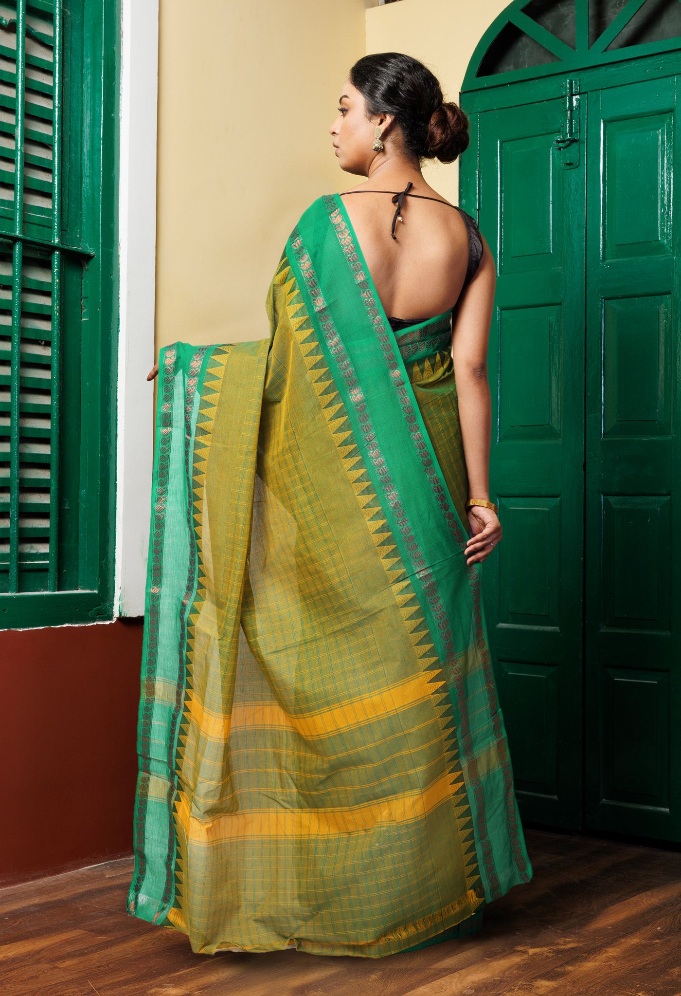 Mehindi Green Pure Pavani Handcrafted Kanchi Cotton Saree-UNM82765