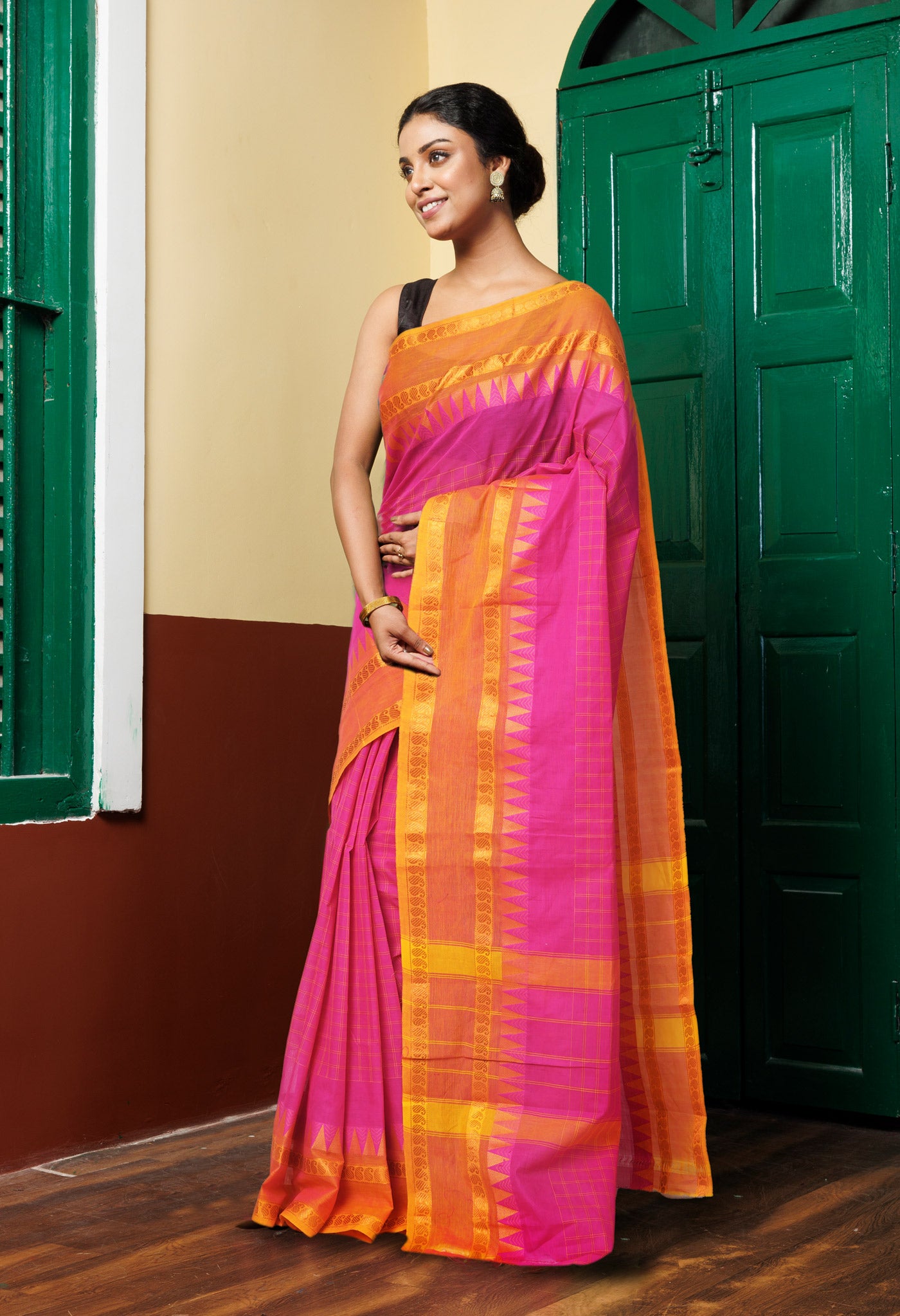 Pink Pure Pure Pavani Handcrafted Kanchi Cotton Saree-UNM82772