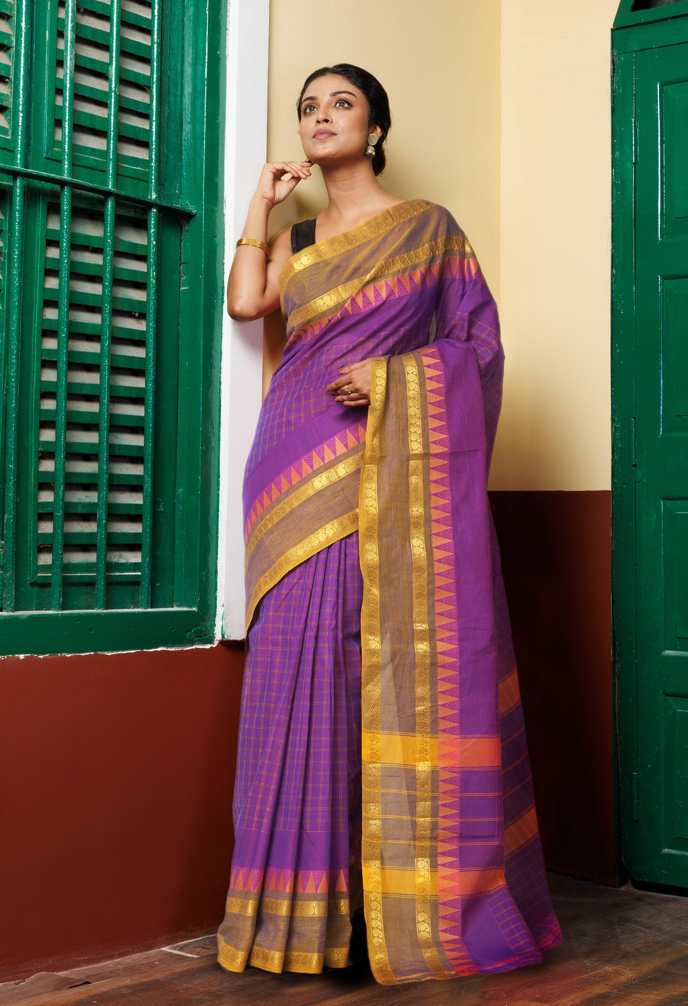 Purple Pure Pavani Handcrafted Kanchi Cotton Saree-UNM82773