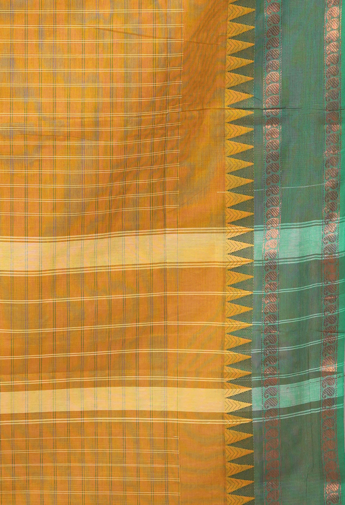 Mustard Yellow Pure Pavani Handcrafted Kanchi Cotton Saree-UNM82774