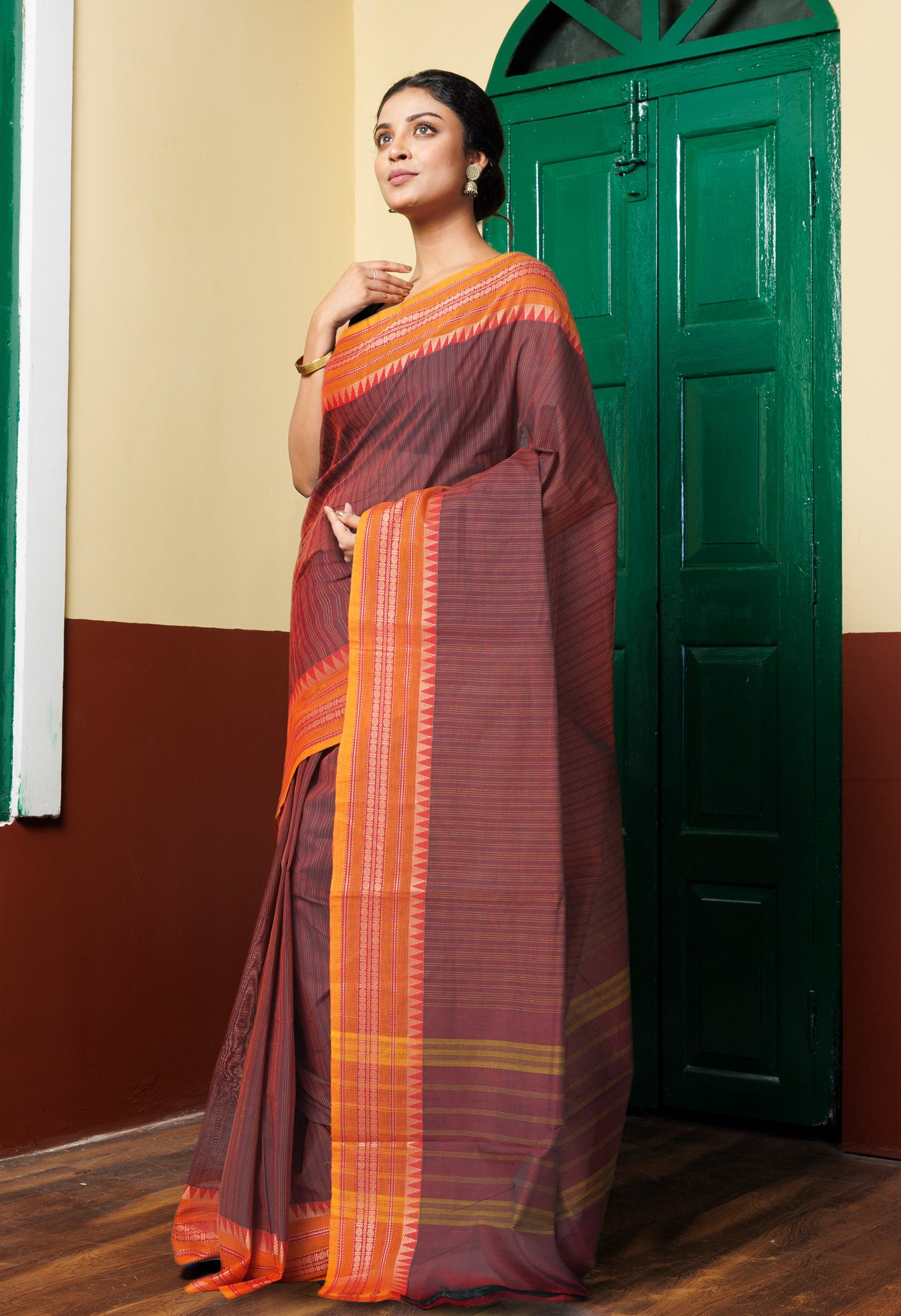 Maroon Pure Pavani Handcrafted Kanchi Cotton Saree-UNM82776