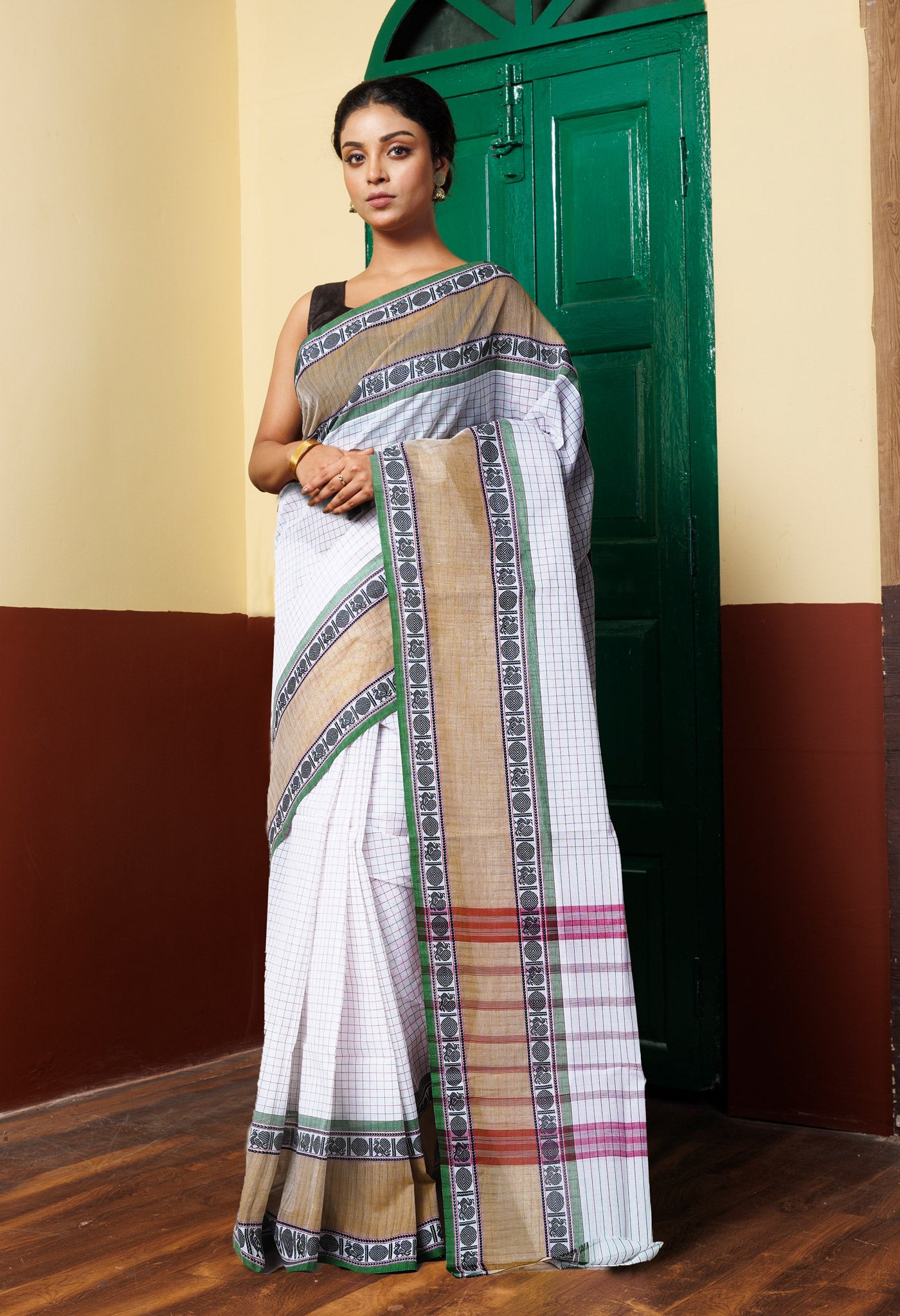 White Pure Pavani Handcrafted Kanchi Cotton Saree-UNM82779