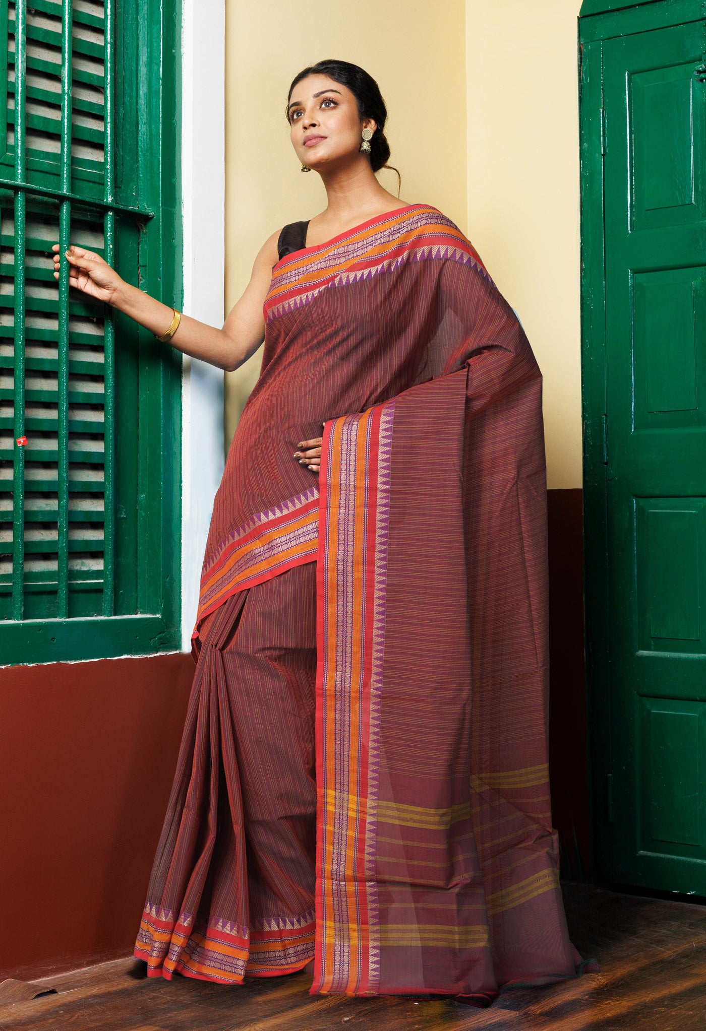 Maroon Pure Pavani Handcrafted Kanchi Cotton Saree-UNM82781