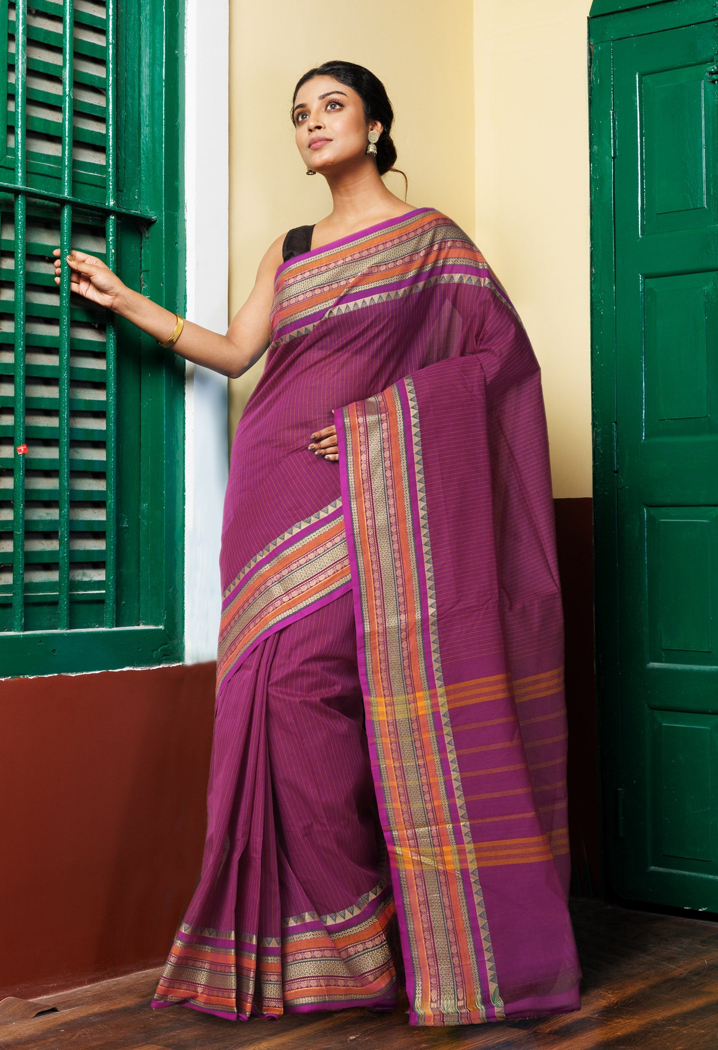 Purple Pure Pavani Handcrafted Kanchi Cotton Saree-UNM82783