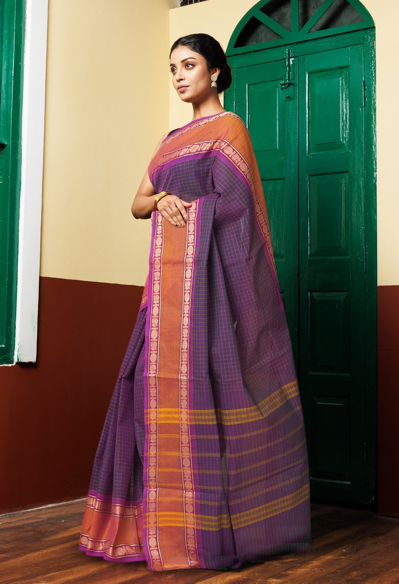 Purple Pure Pavani Handcrafted Kanchi Cotton Saree-UNM82789