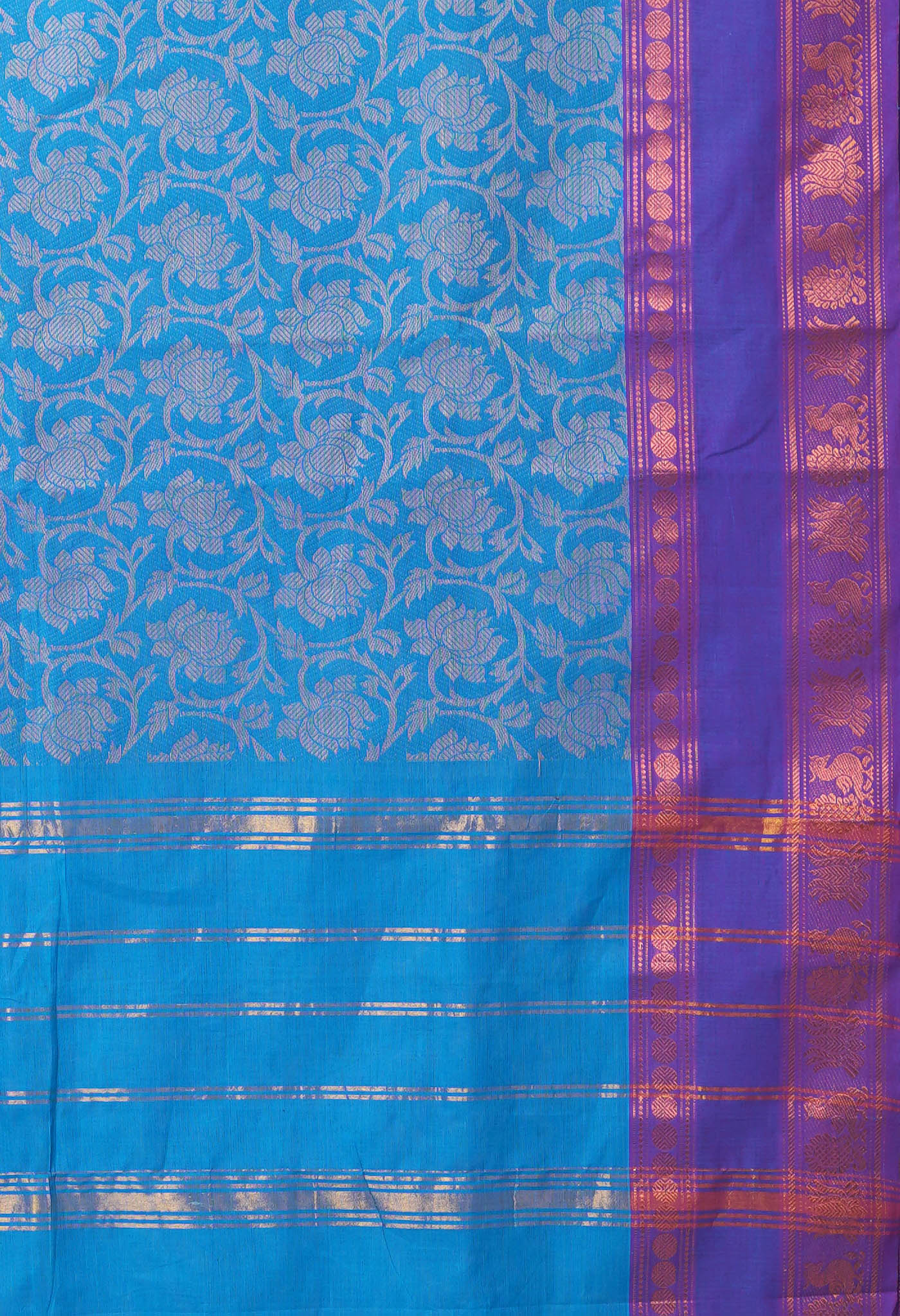 Blue Pure Pavani Handcrafted Jacquard Chettinad Cotton Saree-UNM82797