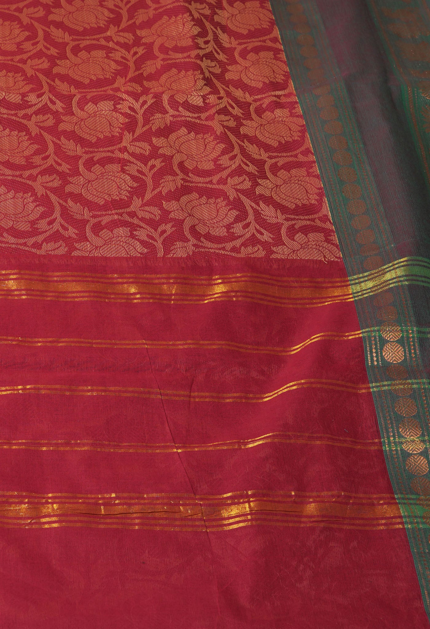 Red Pure Pavani Handcrafted Jacquard Chettinad Cotton Saree-UNM82798