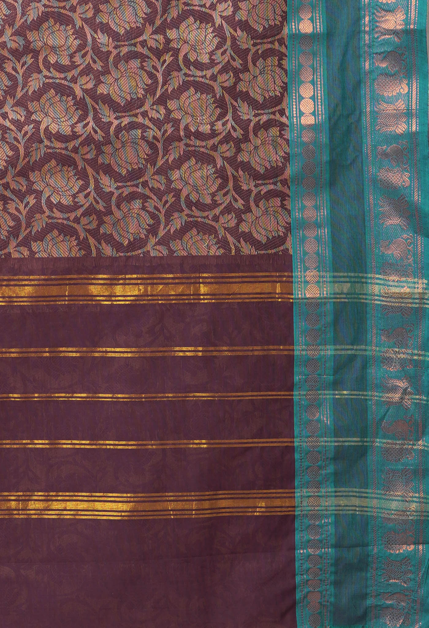 Dark Purple Pure Pavani Handcrafted Jacquard Chettinad Cotton Saree-UNM82803