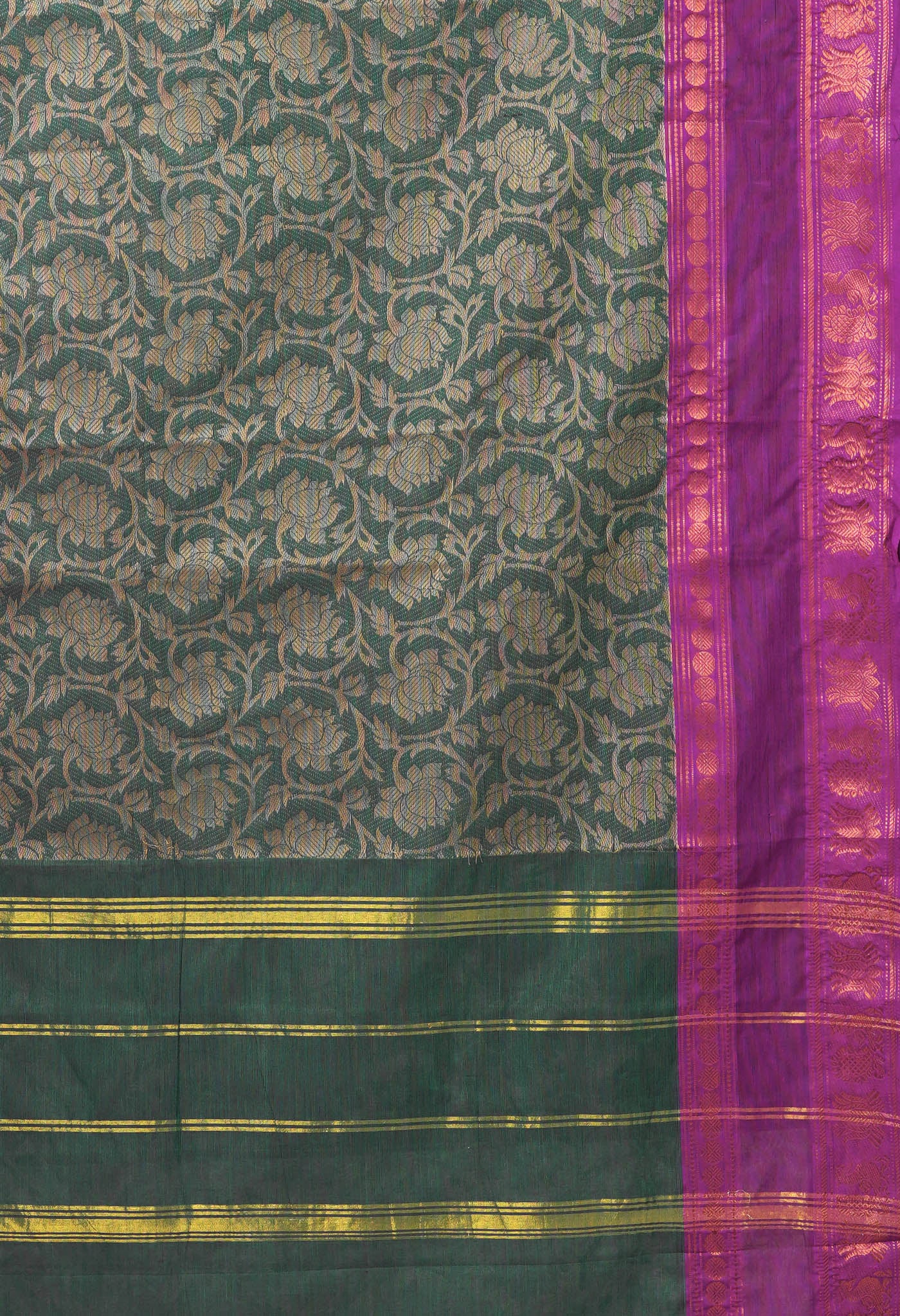 Green Pure Pavani Handcrafted Jacquard Chettinad Cotton Saree-UNM82805